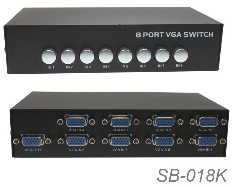 Compact 8-Way VGA (HD15) Push Button Metal Mini Switch Box, CablesOnline SB-018K