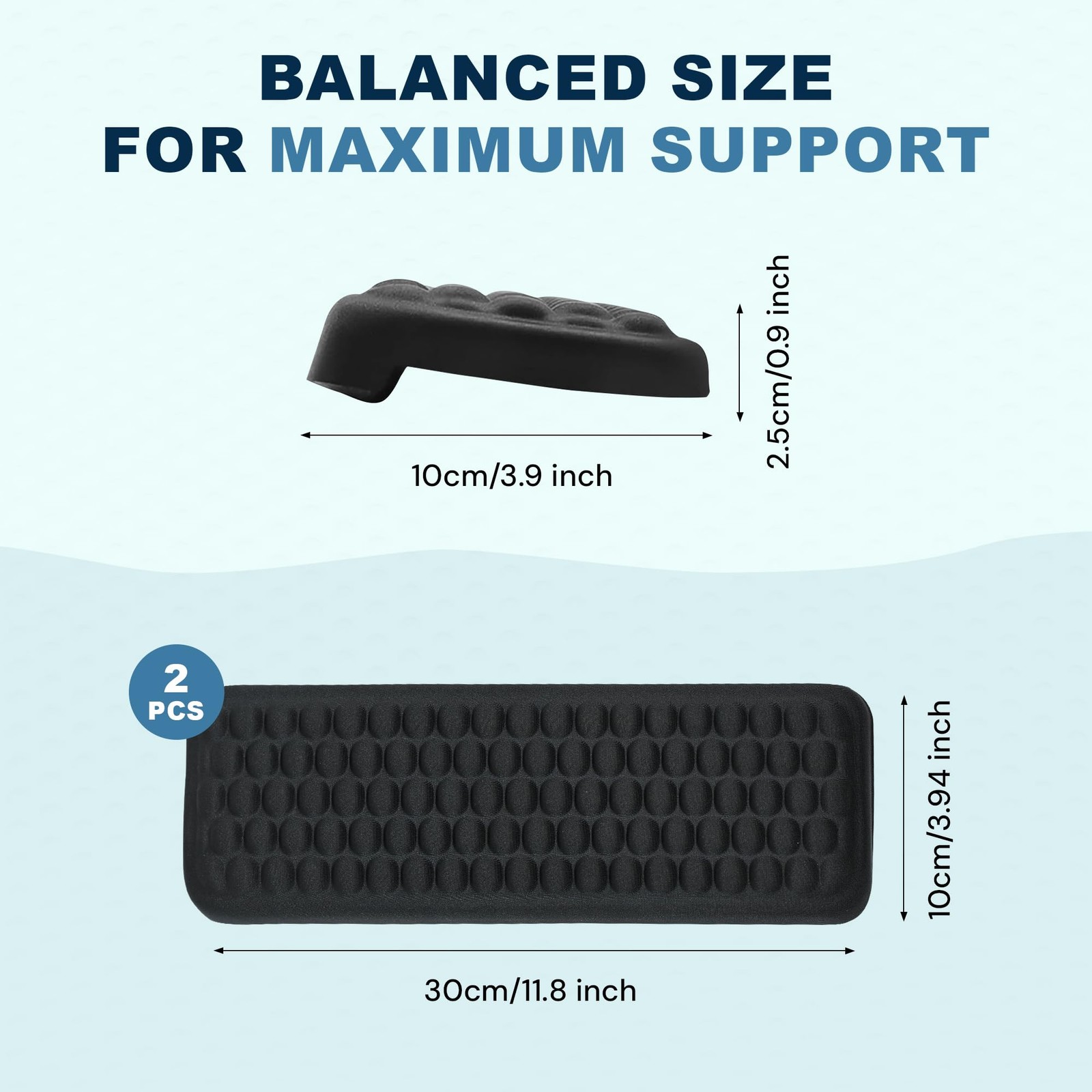 MILENTII L-Shaped Memory Foam Desk Edge Cushion (2-Pack), One-Size, Black