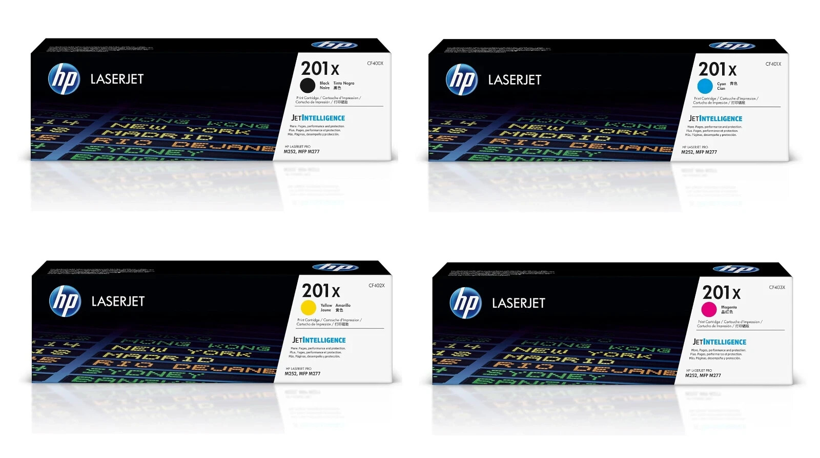 HP 201X Black ,Cyan , Magenta , Yellow High Yield Toner Cartridge Set