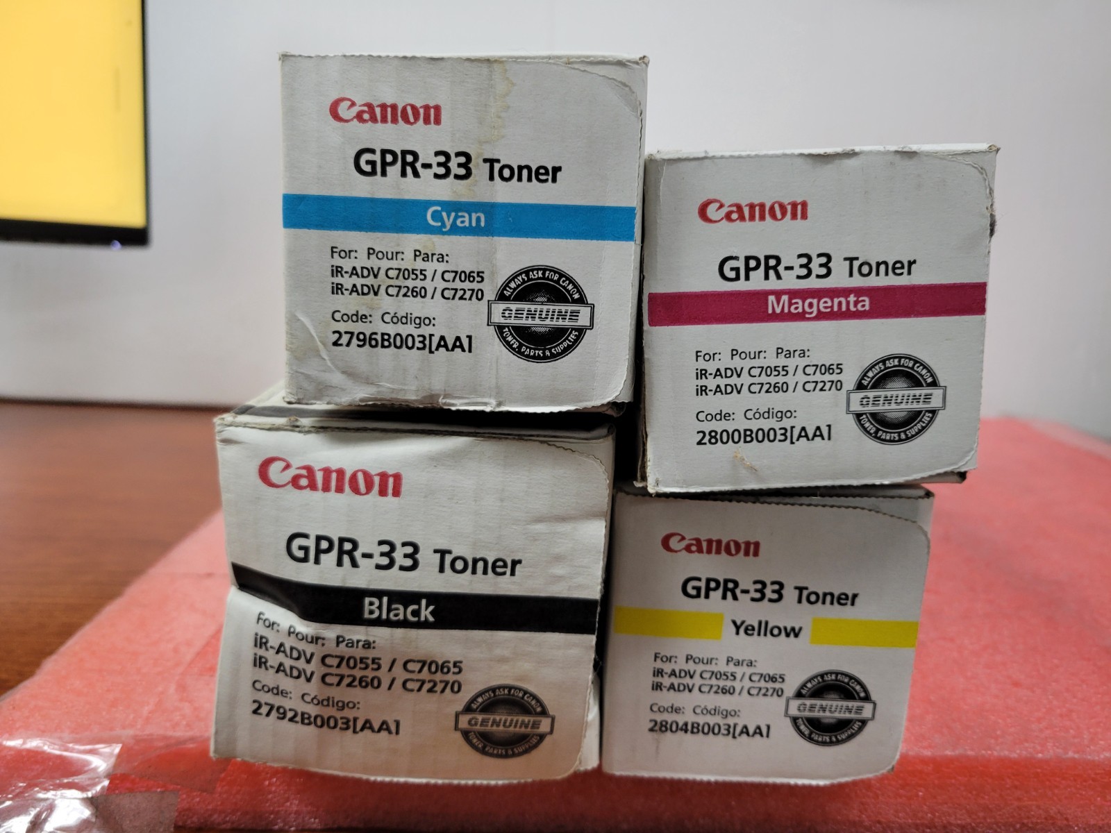 Genuine Canon GPR-33 Toner Set Black/Cyan/Magenta/Yellow OEM *NEW* | T198DS