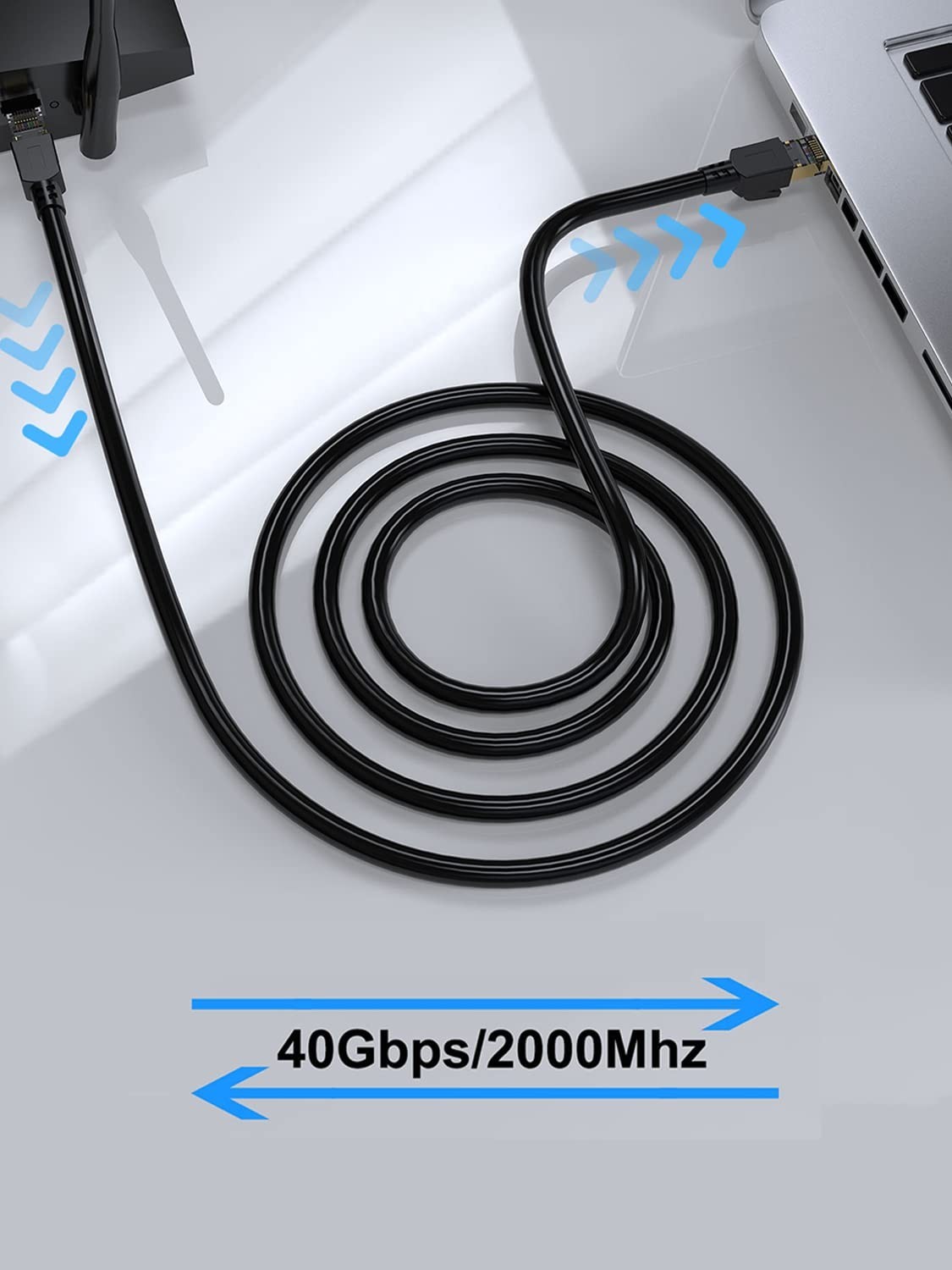 Ultra Fast Cat 8 Ethernet Cable 1.5ft – Shielded Heavy Duty for Indoor/Outdoor