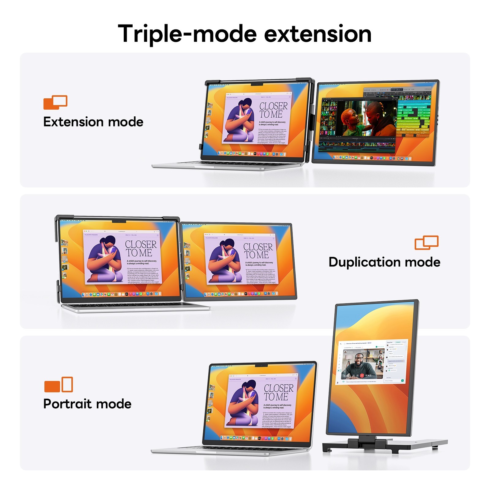 Used 14.1” Laptop Screen Extender Portable Monitor 1200P for 14″-17″ -No Manual