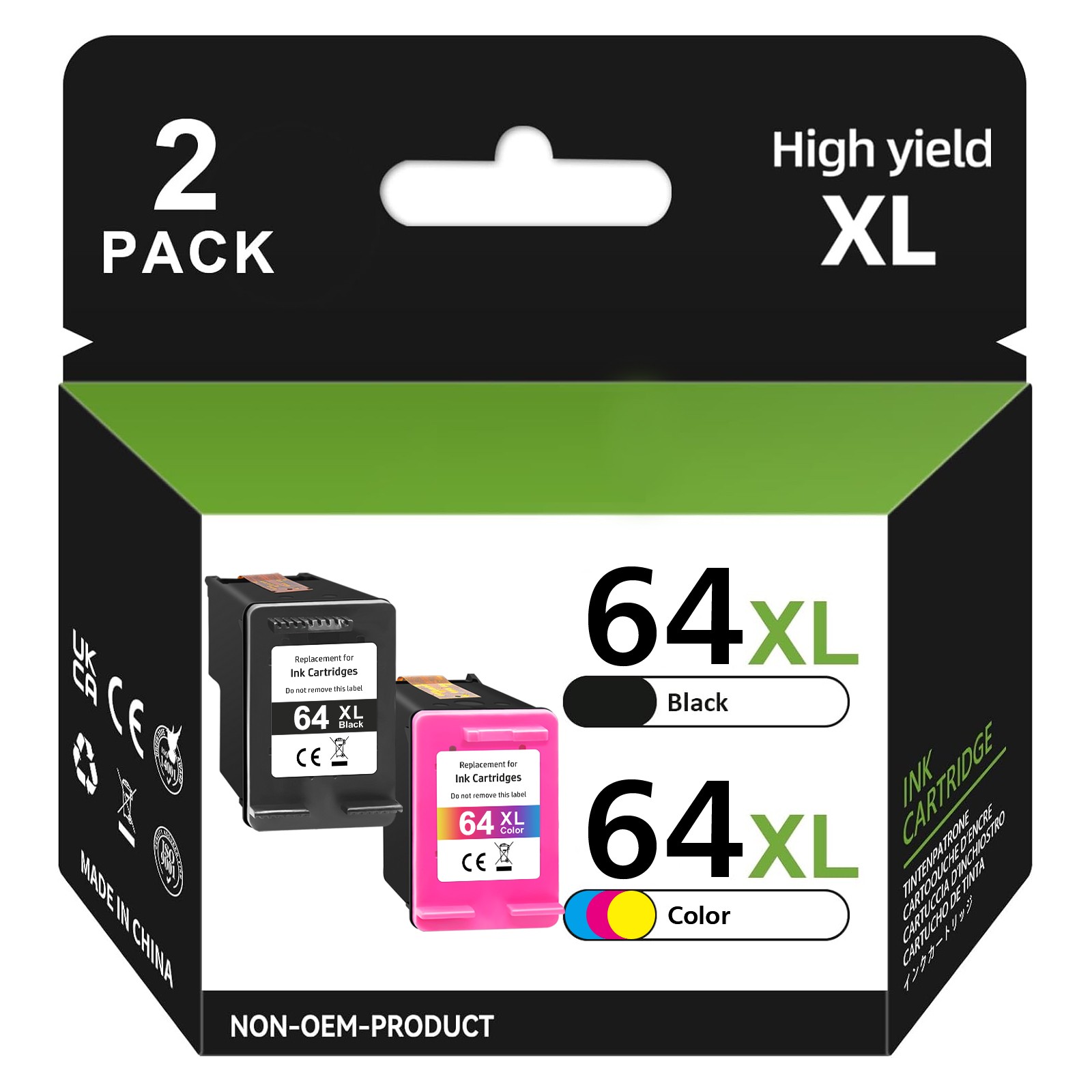 64XL XXL Black Color Ink Printer Cartridge for HP 64 XL Envy 7155 7158 7855 7858