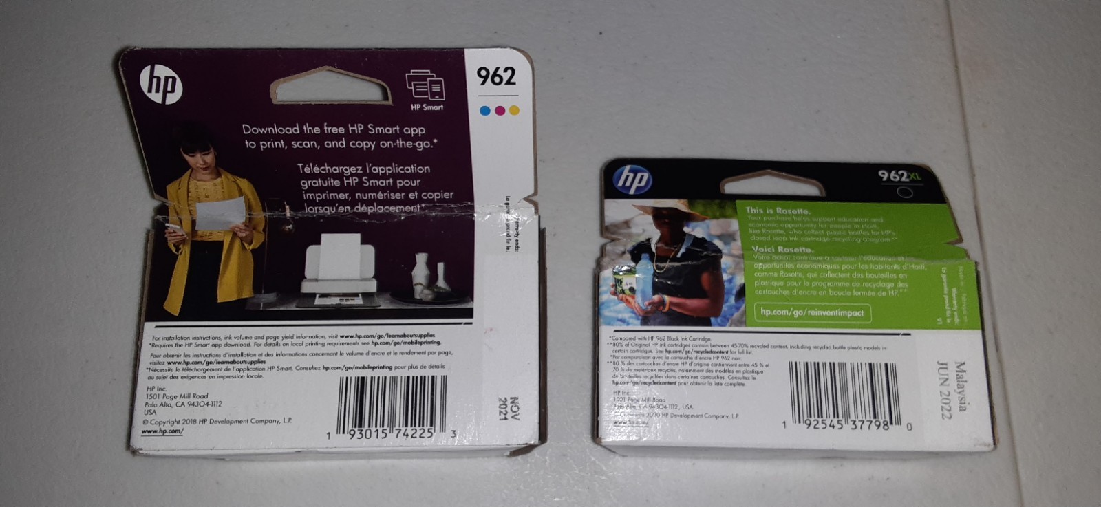 HP 962 Color Cartidge & HP 962XL Black Cartridge BRAND NEW EXPIRED 2021 & 2022