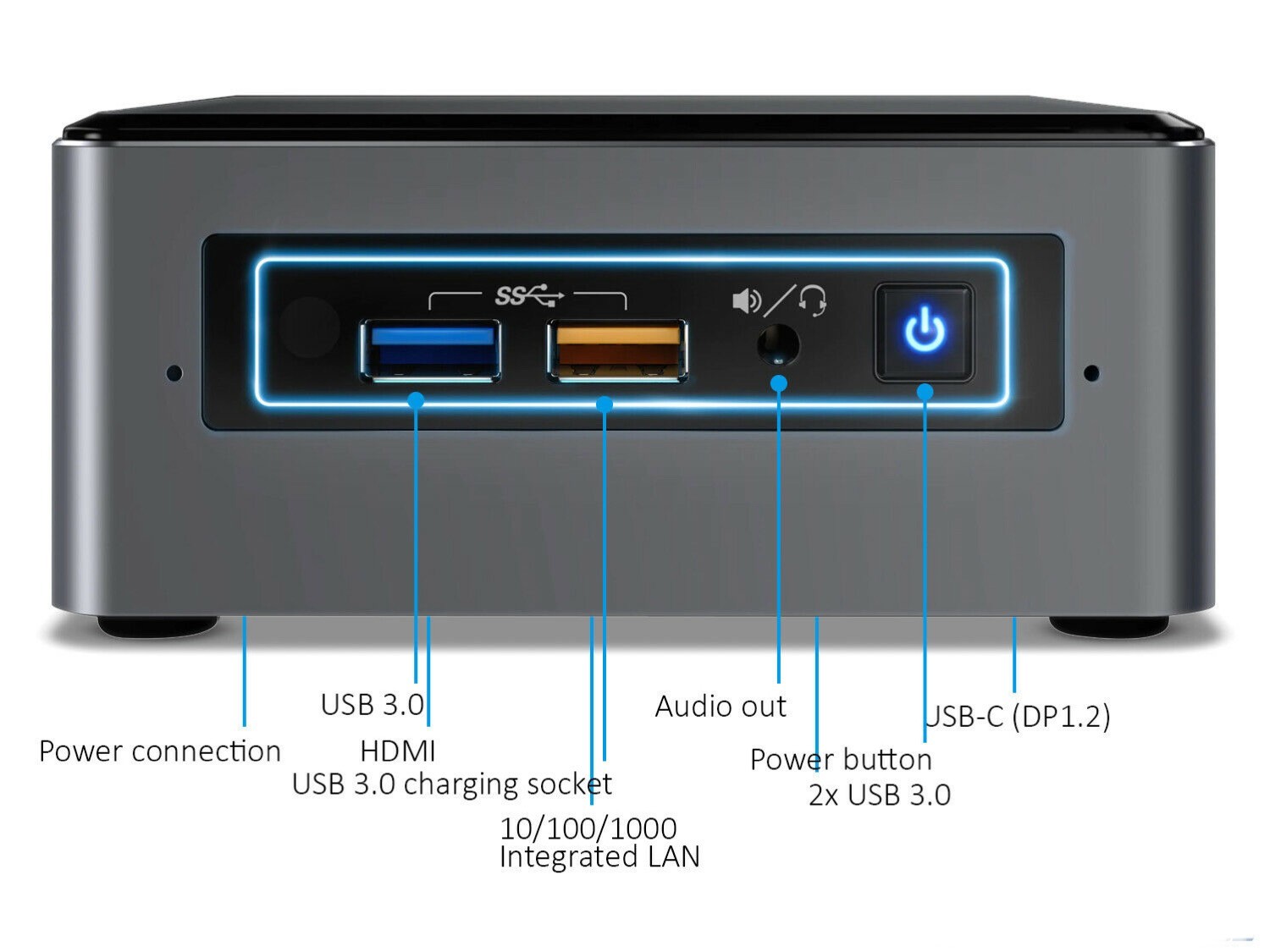 Lot of 2 Intel NUC7i3 BNH i3 Barebone w/adapter NO RAM/SSD – tested, good cond.