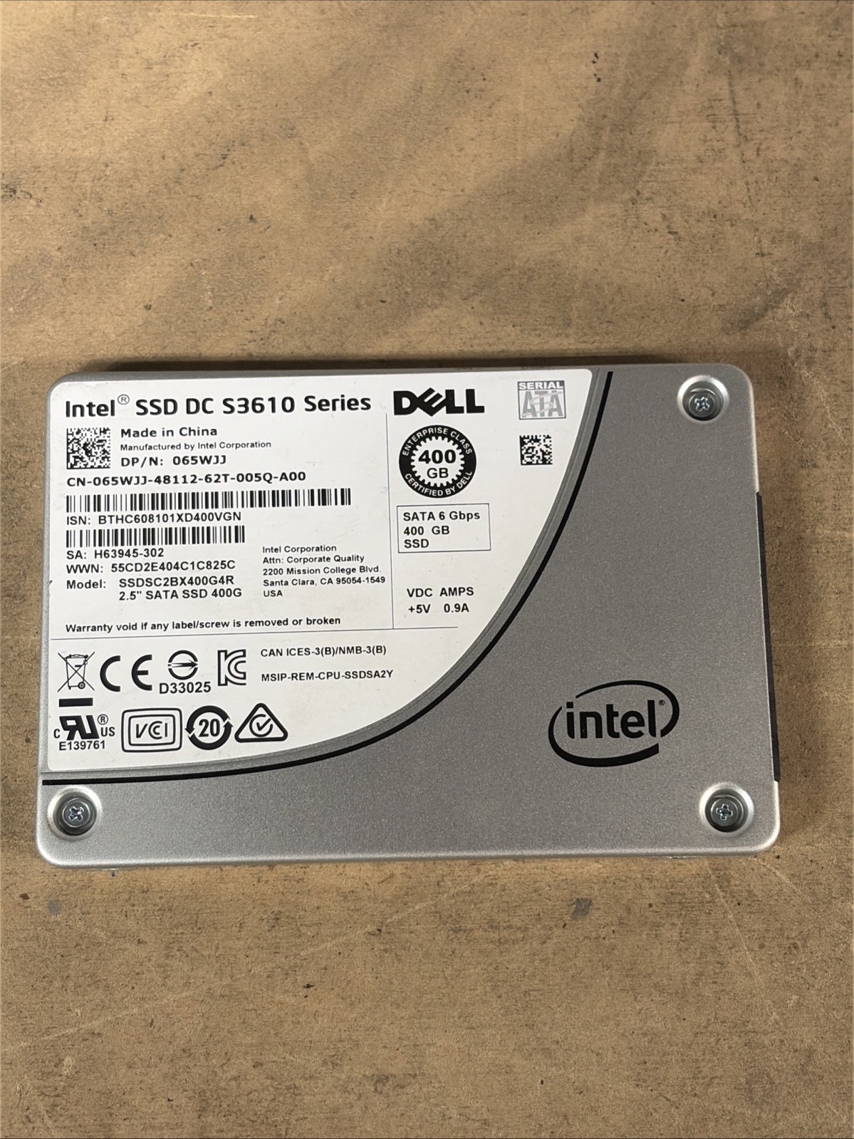 DELL INTEL DC S3610 400GB 6Gbps SATA 2.5″ SSD
