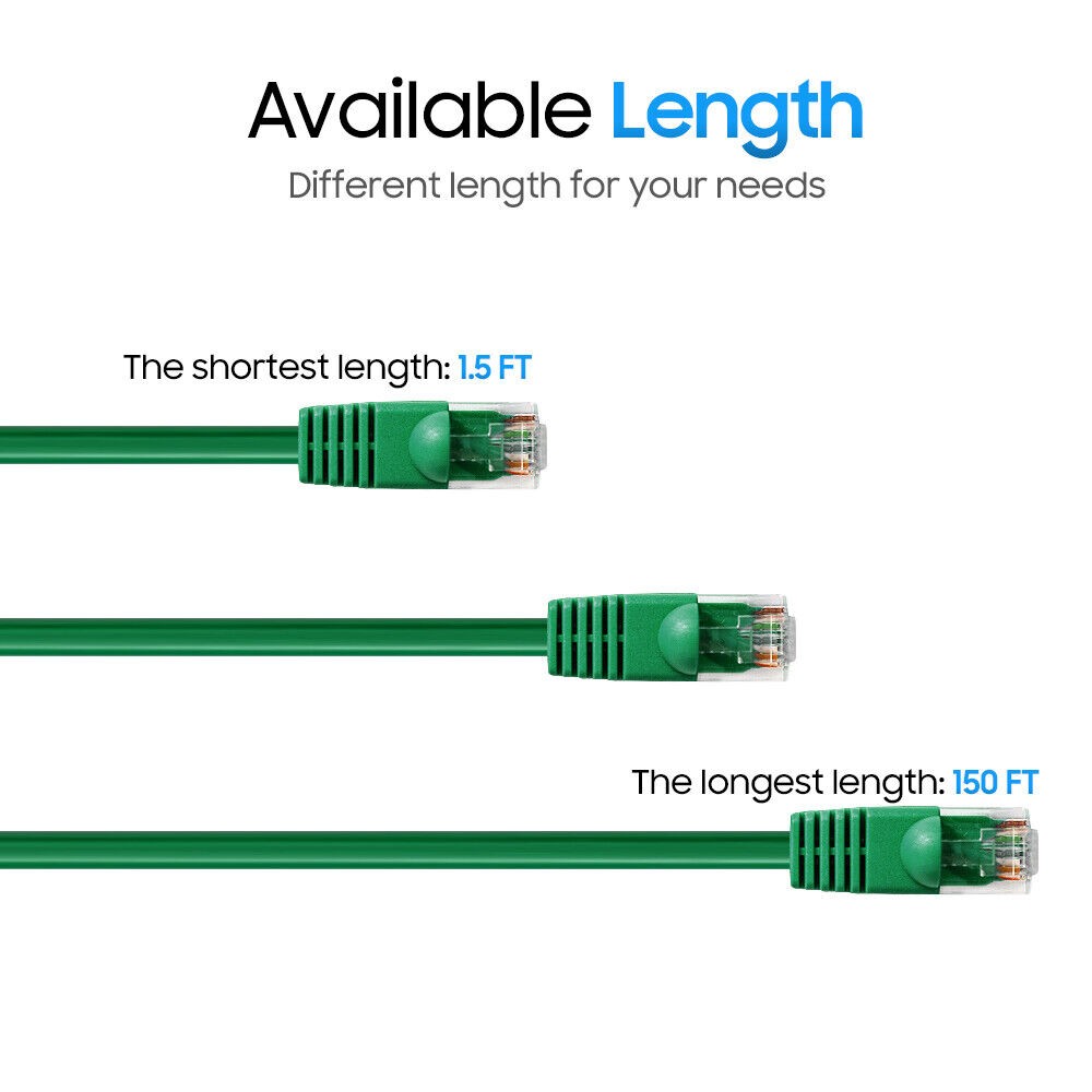 CAT5e Ethernet Cable Lan Modem Network CAT5 RJ45 Internet Green Patch Cord LOT