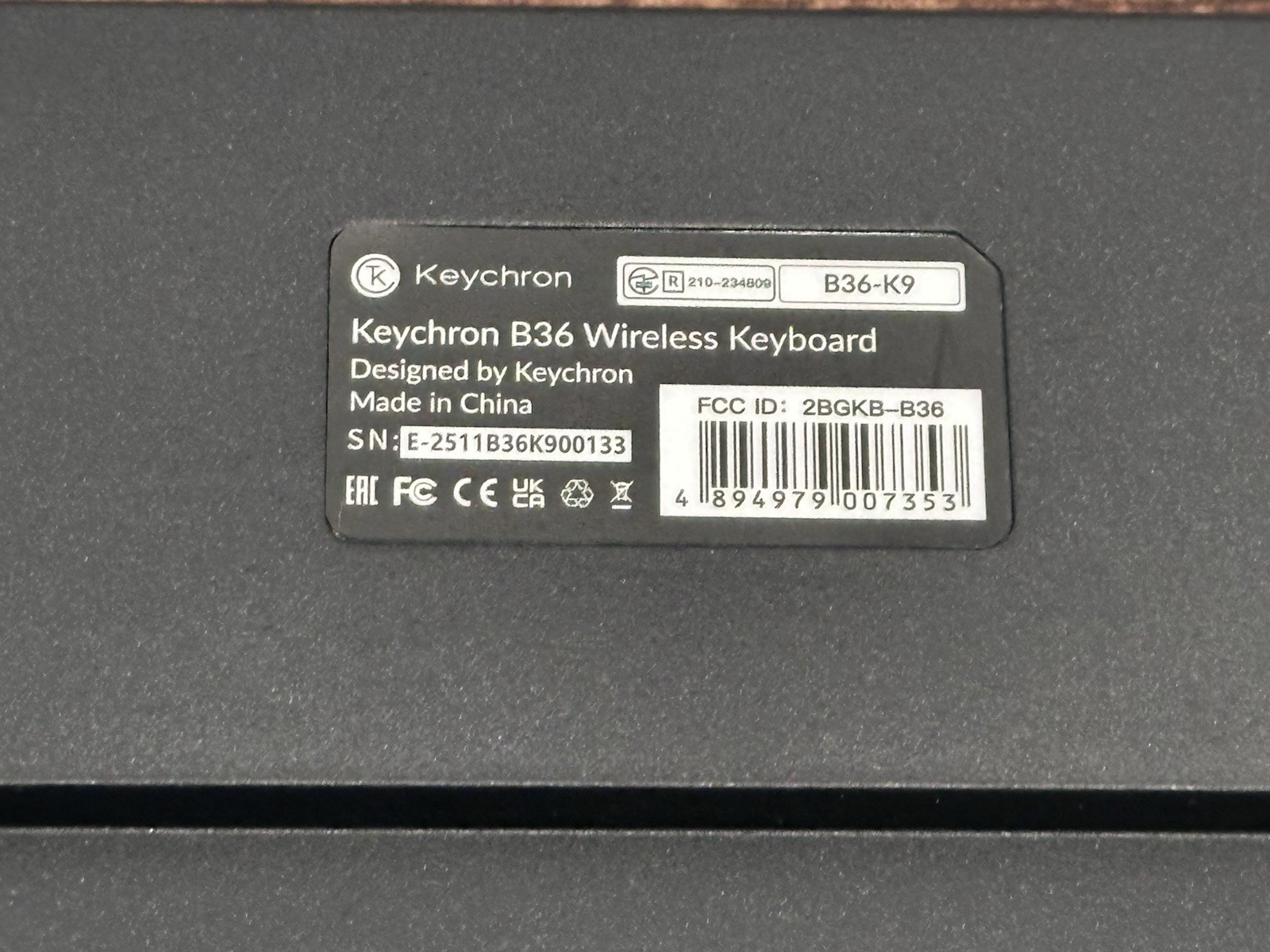 Keychron B36 Wireless 3 Mode Keyboard Black Windows/Mac