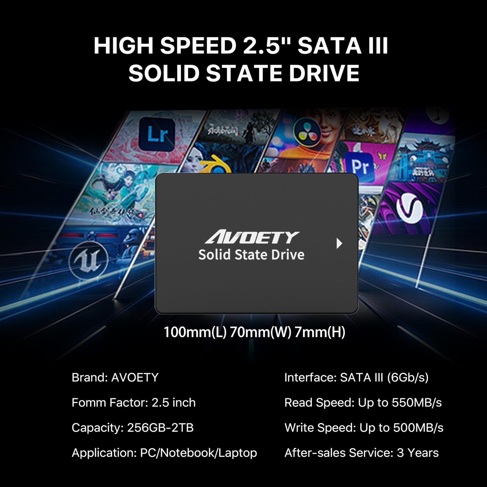 AVOETY 2.5″ SATA III Internal 512GB SSD – 550MB/s Read Speed, SSD 3D NAND TLC…