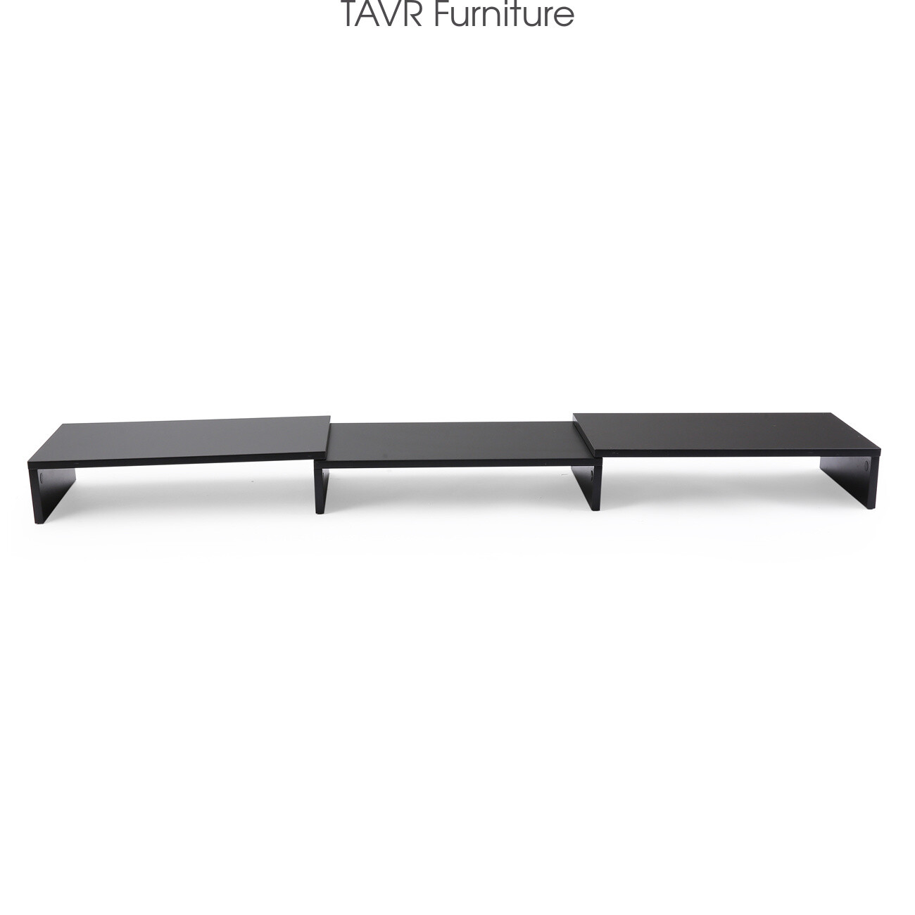 Wood Dual Monitor Stand Risers with Length and Angle Adjustable 3 Shelf