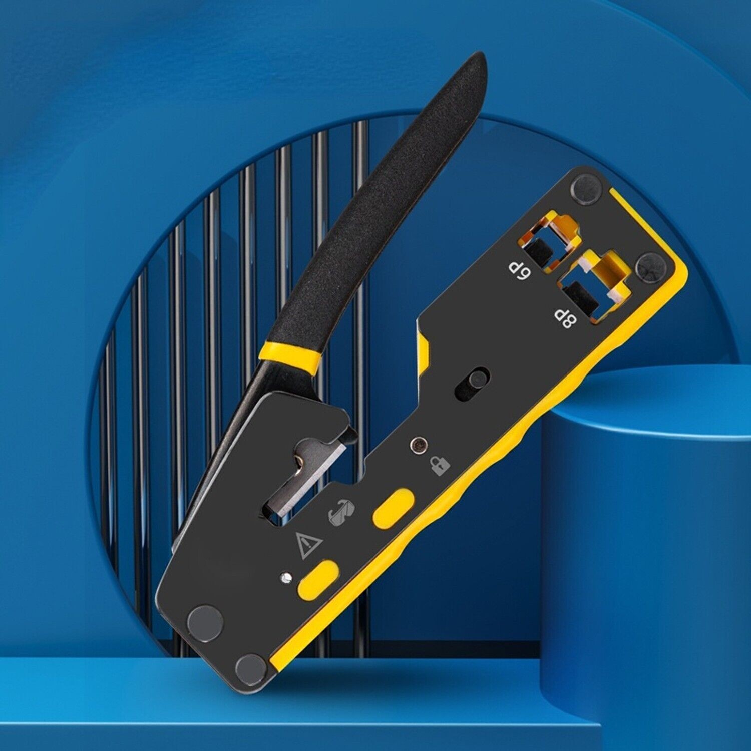 RJ45 Crimp Tool, Compact Design for Cat5e/Cat6 Connectors, All-in-One Pliers