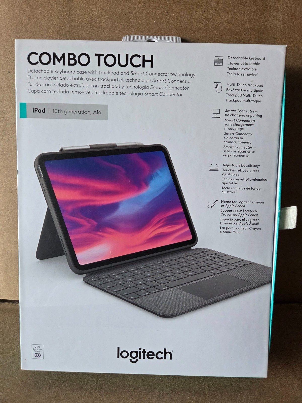 Logitech Combo Touch Detachable Keyboard Case for iPad 10th Gen and A16 Gray