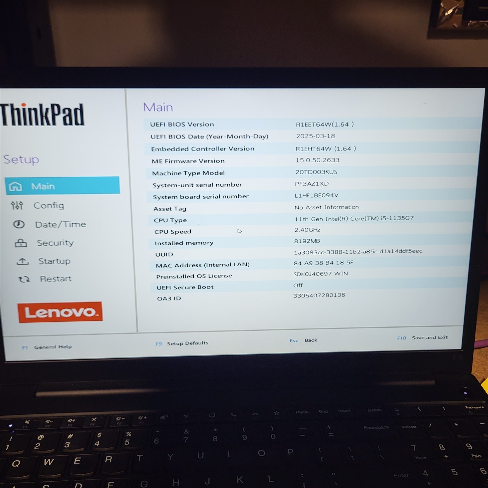 Scratched LCD Lenovo ThinkPad E15 Gen 2 Intel i5-1135G7 2.4GHz 8GB 512GB w/OS