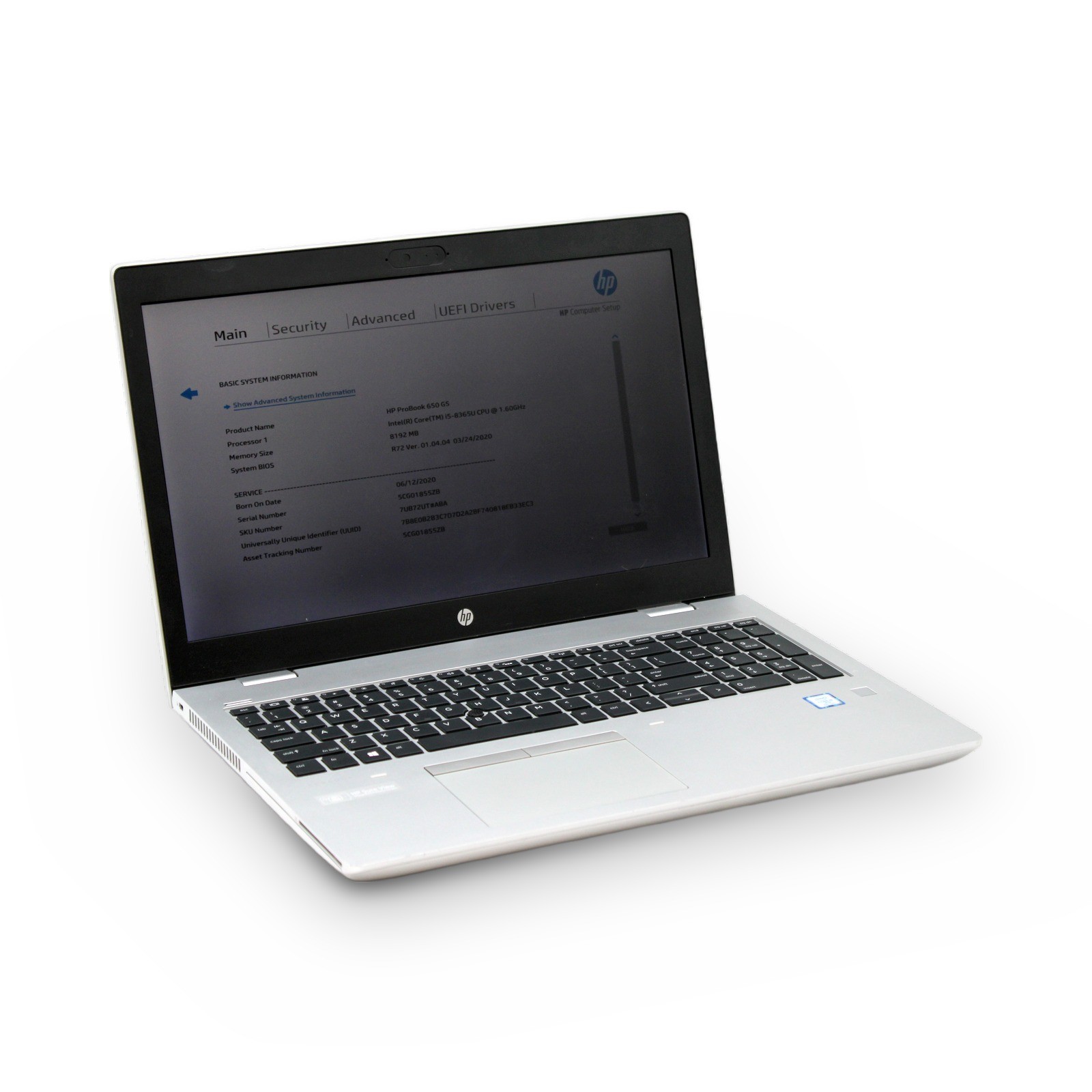 HP ProBook 650 G5 15.6in i5-8365U 8GB FHD No OS, Drive, Power Cord