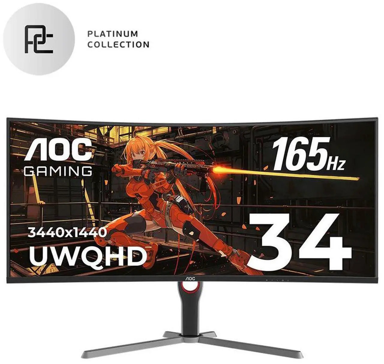 AOC CU34G10X 34″ 2K WQHD (3440 x 1440) 165Hz 1ms Curved Screen Gaming Monitor