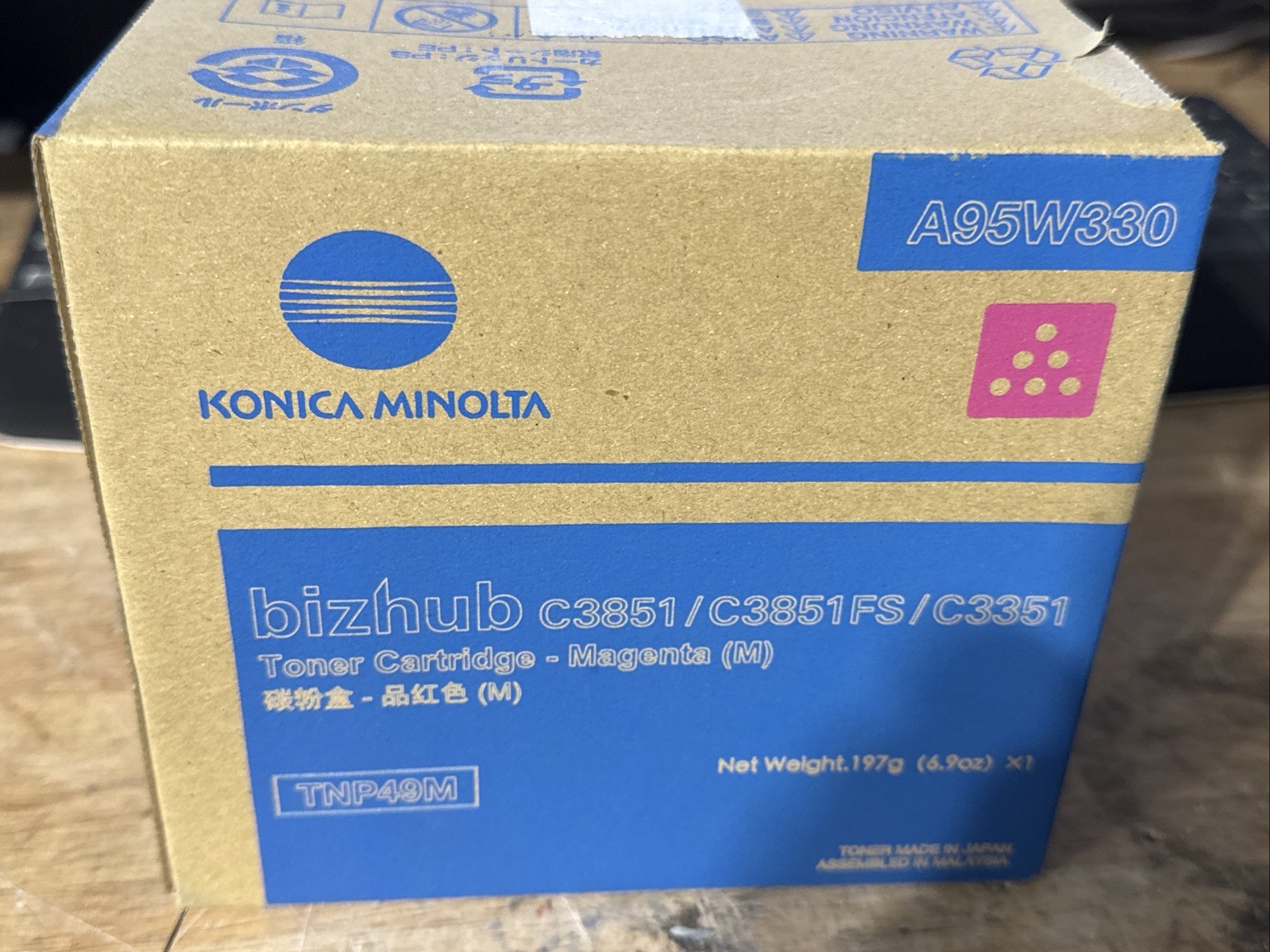 GENUINE KONICA MINOLTA MAGENTA TONER CART TNP49M – A95W330 – FACTORY SEALED BOX