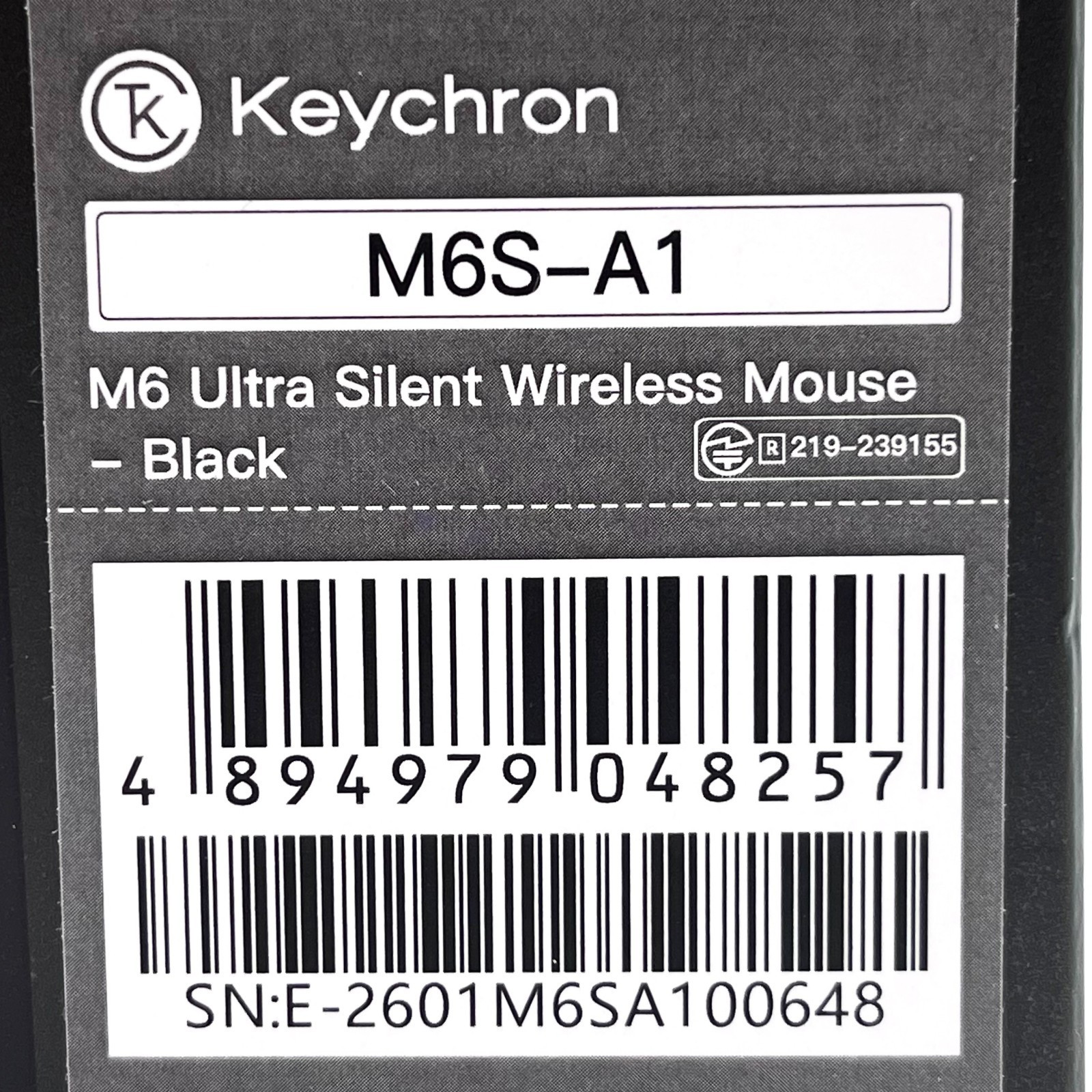 Keychron M6 Ultra Silent Wireless Mouse Matte Black 26000 DPI