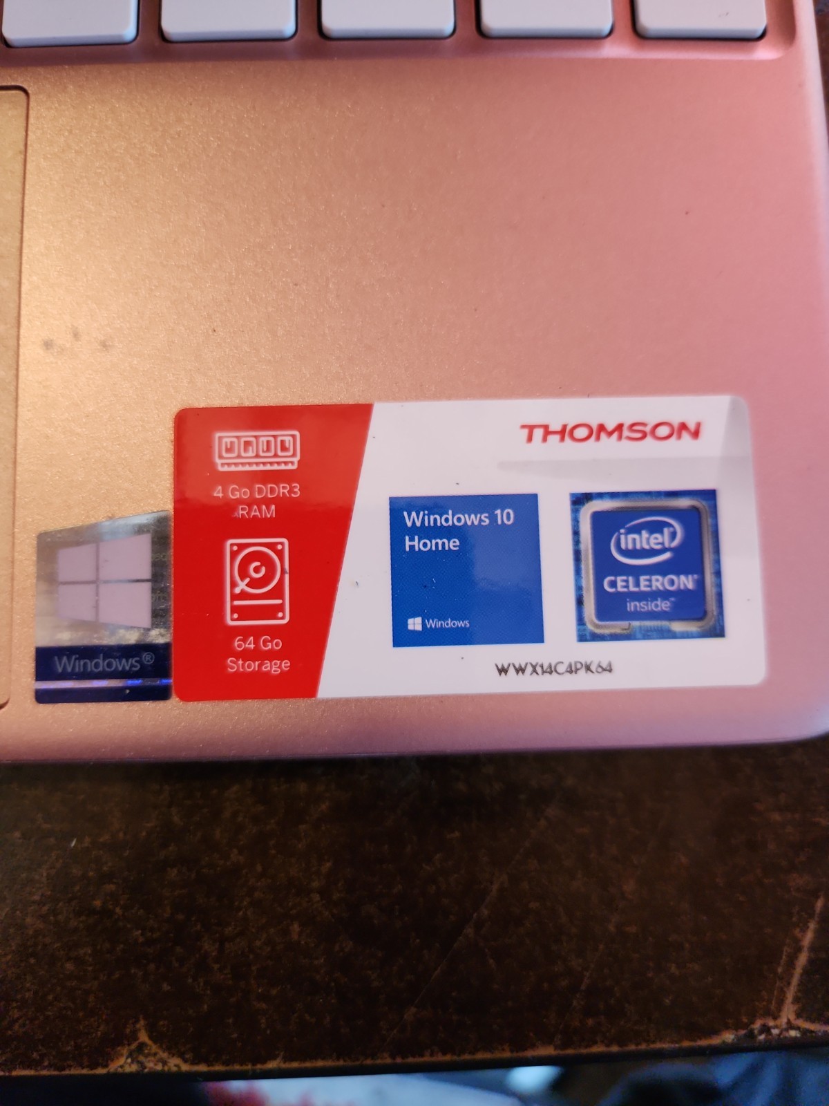 Thomson Laptop Windows 10 NEOX14 14.1 In-4Gb Ram- 4Intel 64Gb-METALCASE PINK