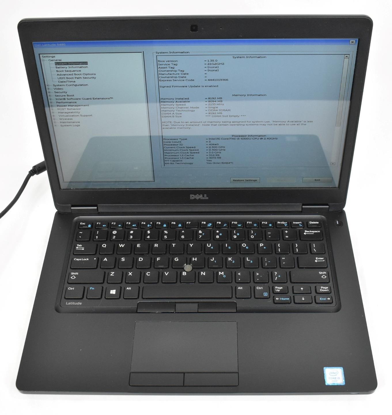 Dell Latitude 5480 Laptop i5-6300U 2.4GHz 8GB No HD No OS 14″ *See Details*