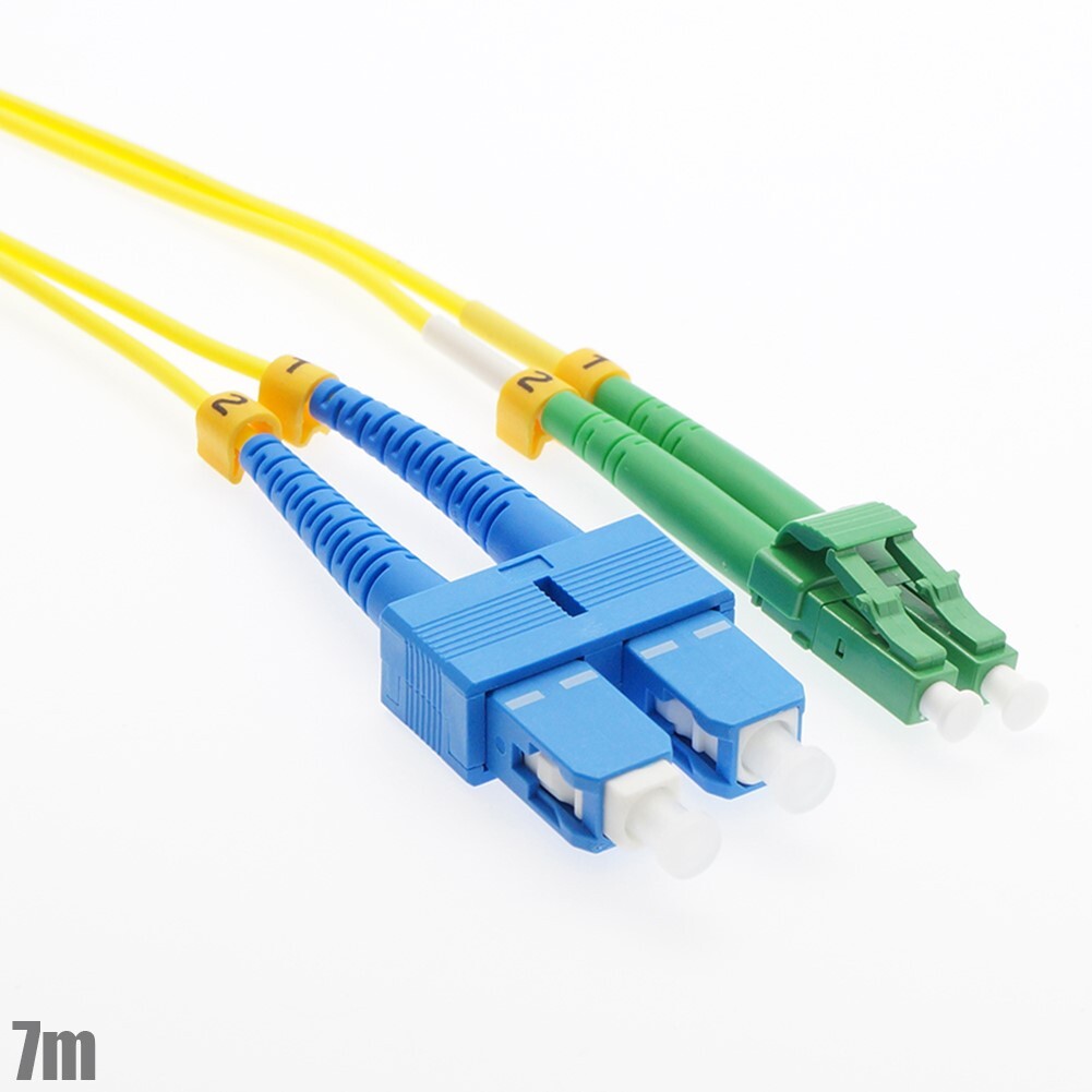 7M SC/UPC to LC/APC Fiber Optic Duplex Single-Mode Optical Patch Cable Cord LSZH