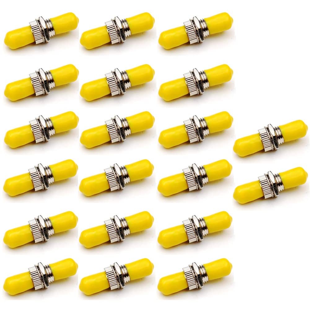 20 Pack ST Fiber Barrel Connector Bulkhead Coupler Singlemode Multimode Adapter