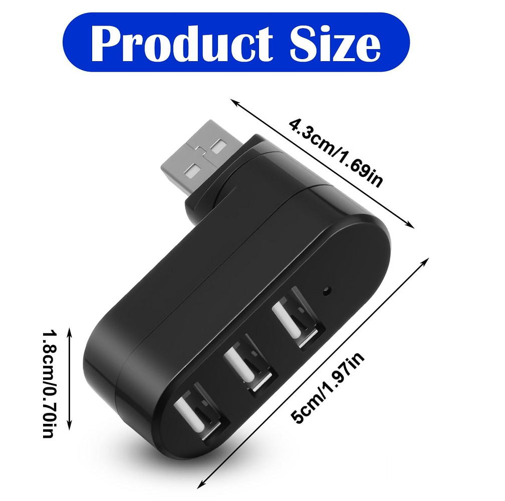 2× USB 3.0 3-Port Hub Rotatable Laptop Multi HUB Splitter Expansion Universal US