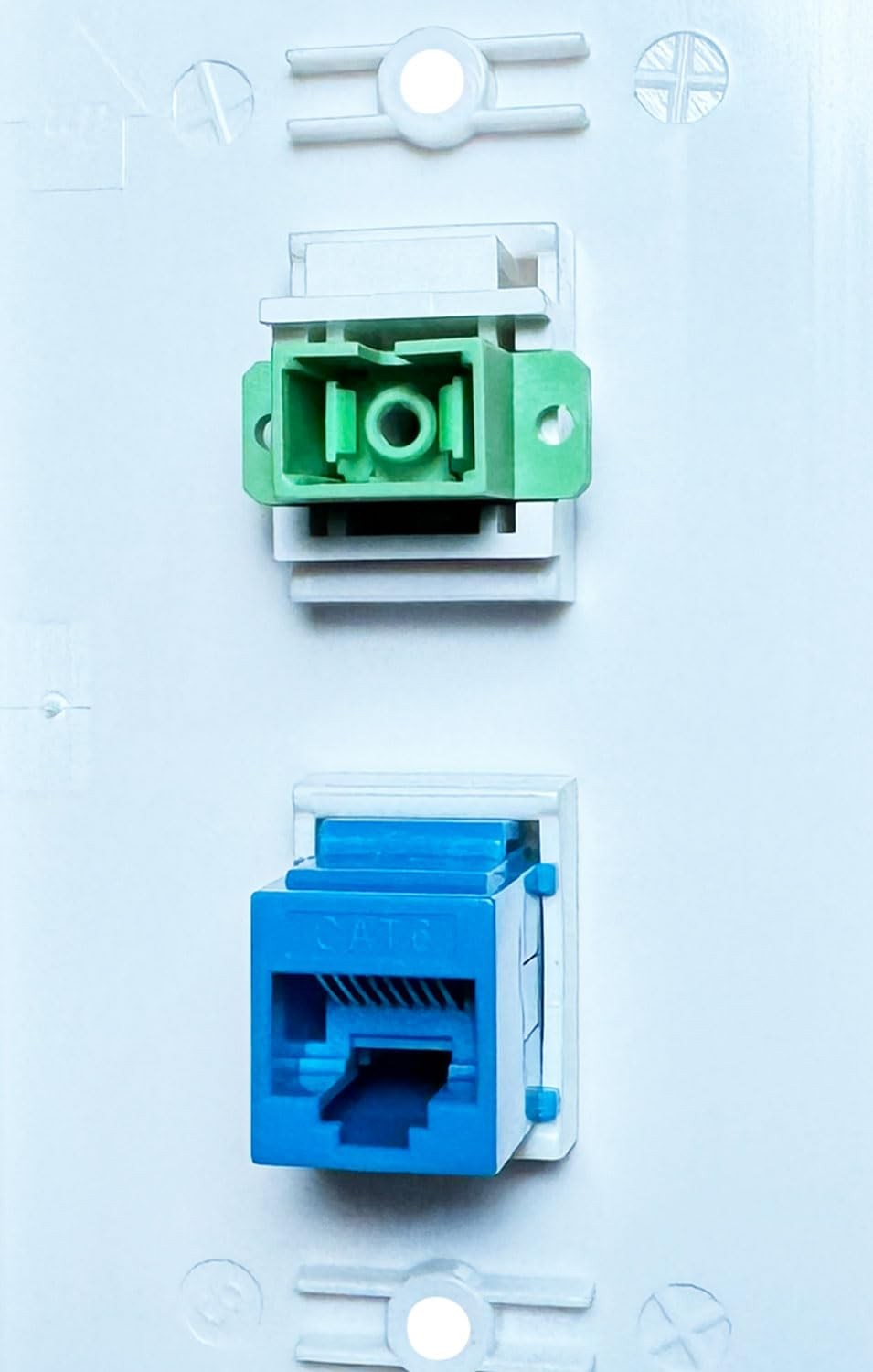 Fiber Optic Wall Plate For SC/APC Simplex Cat6 Ethernet Port Bracket