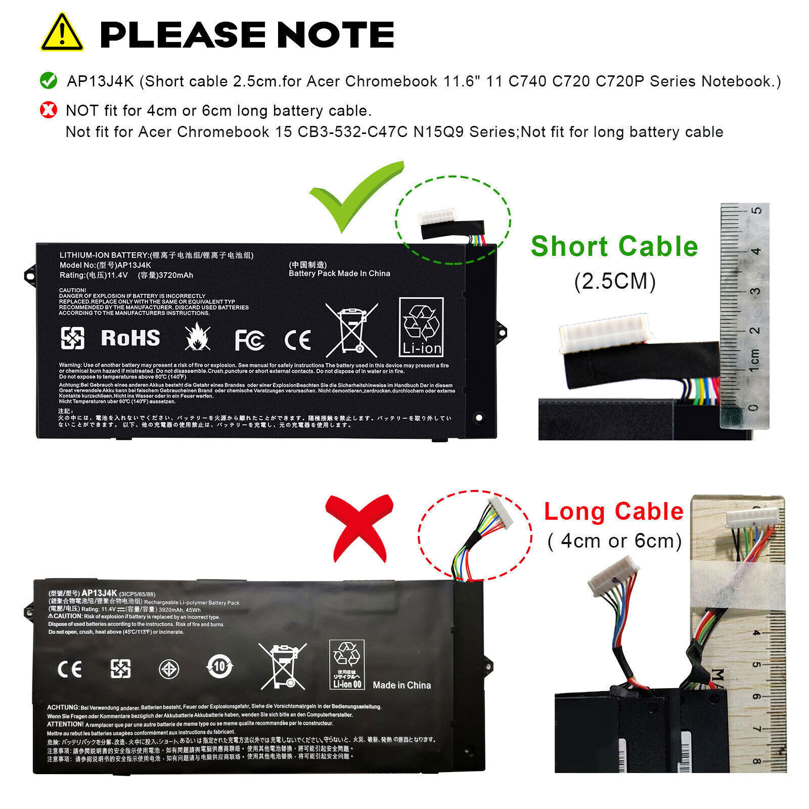 NEW AP13J3K AP13J4K Laptop Battery for Acer Chromebook 11.6″ C720 C740 C720-2848
