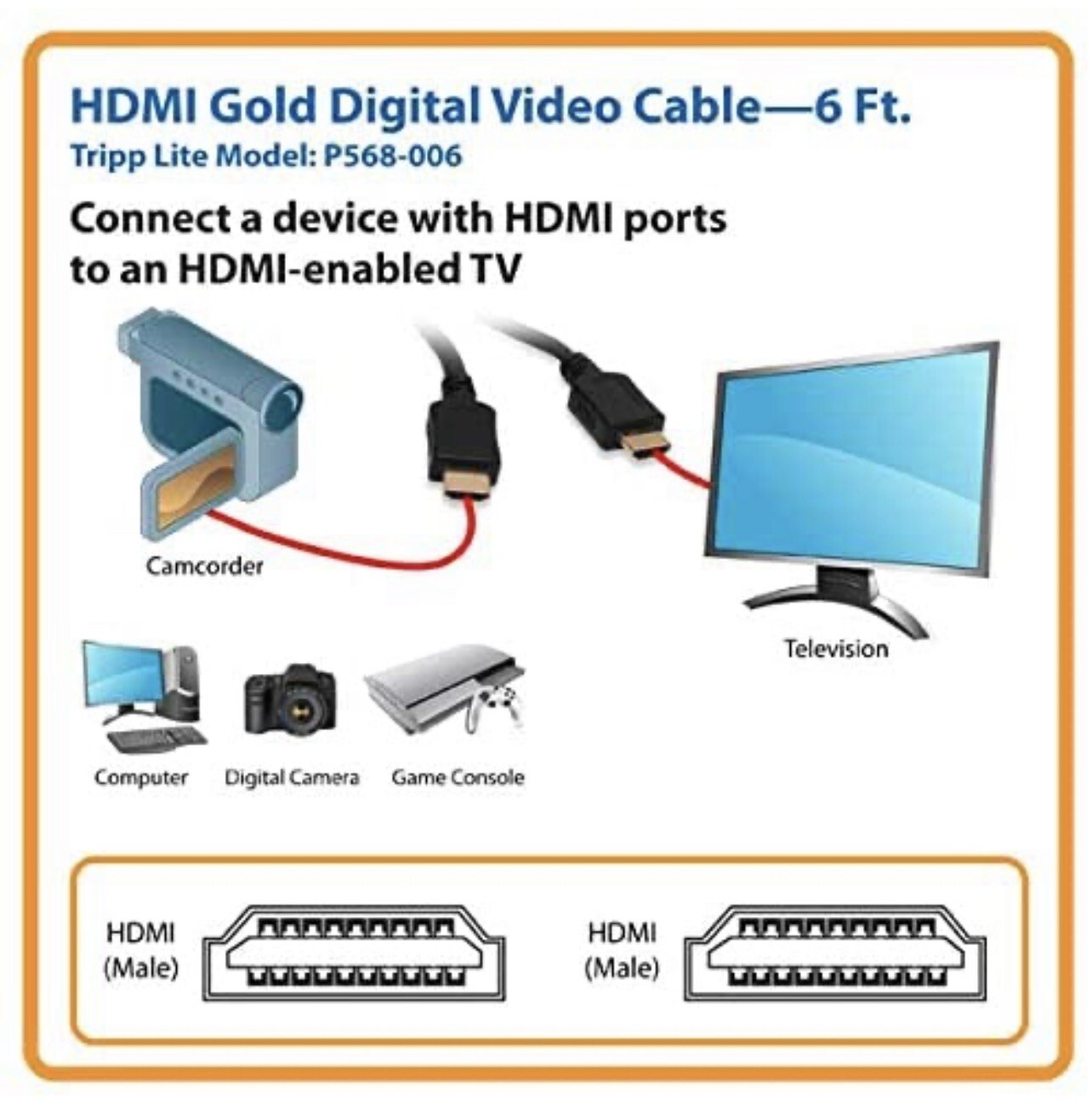 TRIPP LITE CONNECTIVITY P568-006 6FT HIGH SPEED HDMI FLAT CABLE – GOLD PLATED