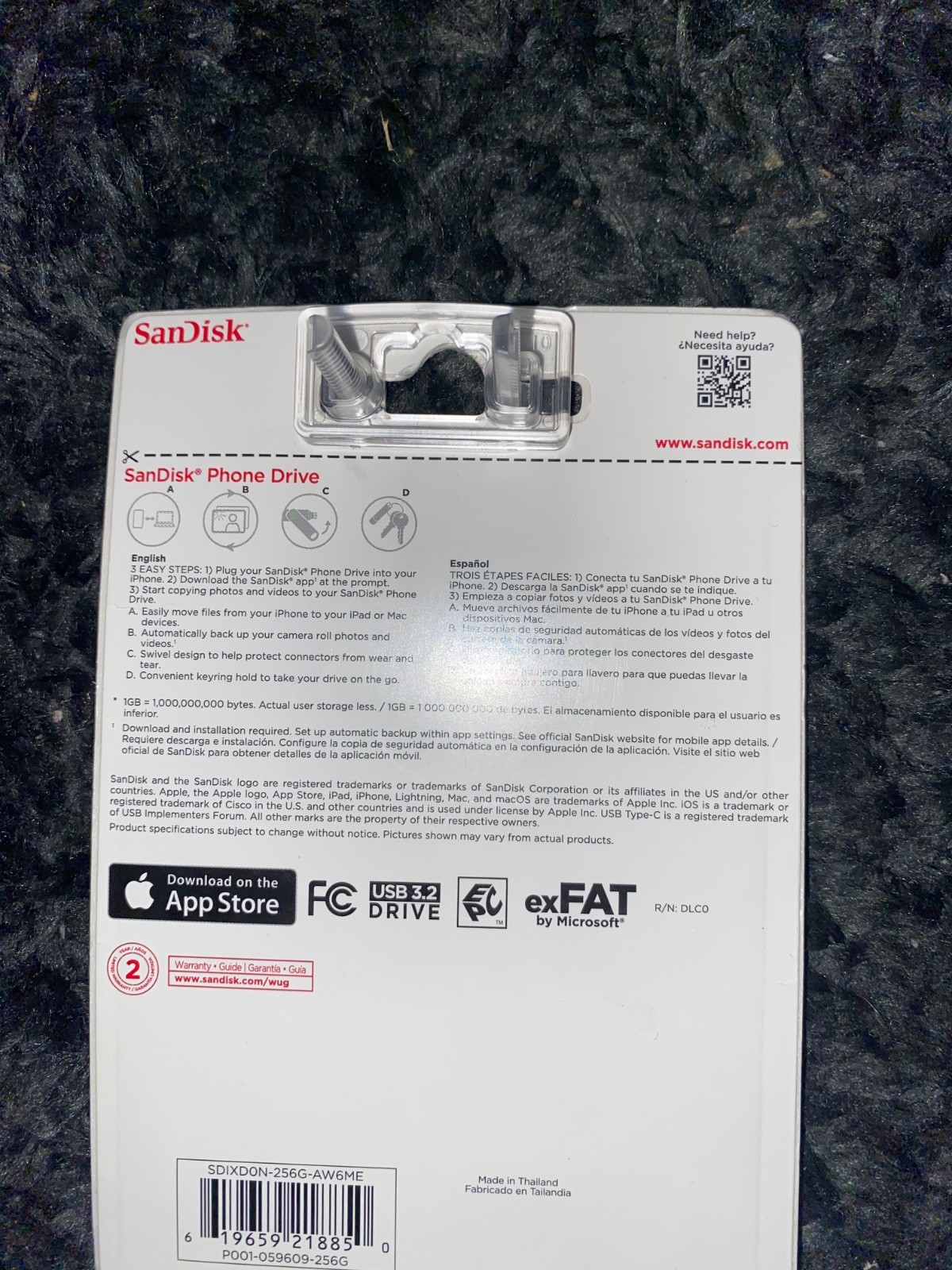 SanDisk 256GB iPhone Flash drive Type-C to Lightning Phone Drive