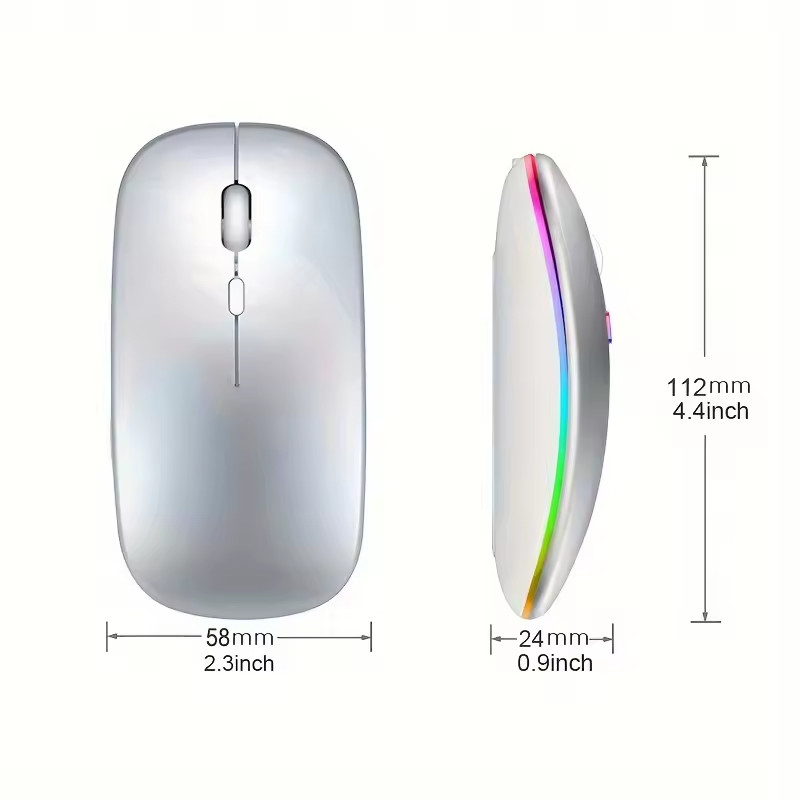Rechargeable Wireless Mouse Bluetooth 2.4G RGB Silent Ergonomic for PC