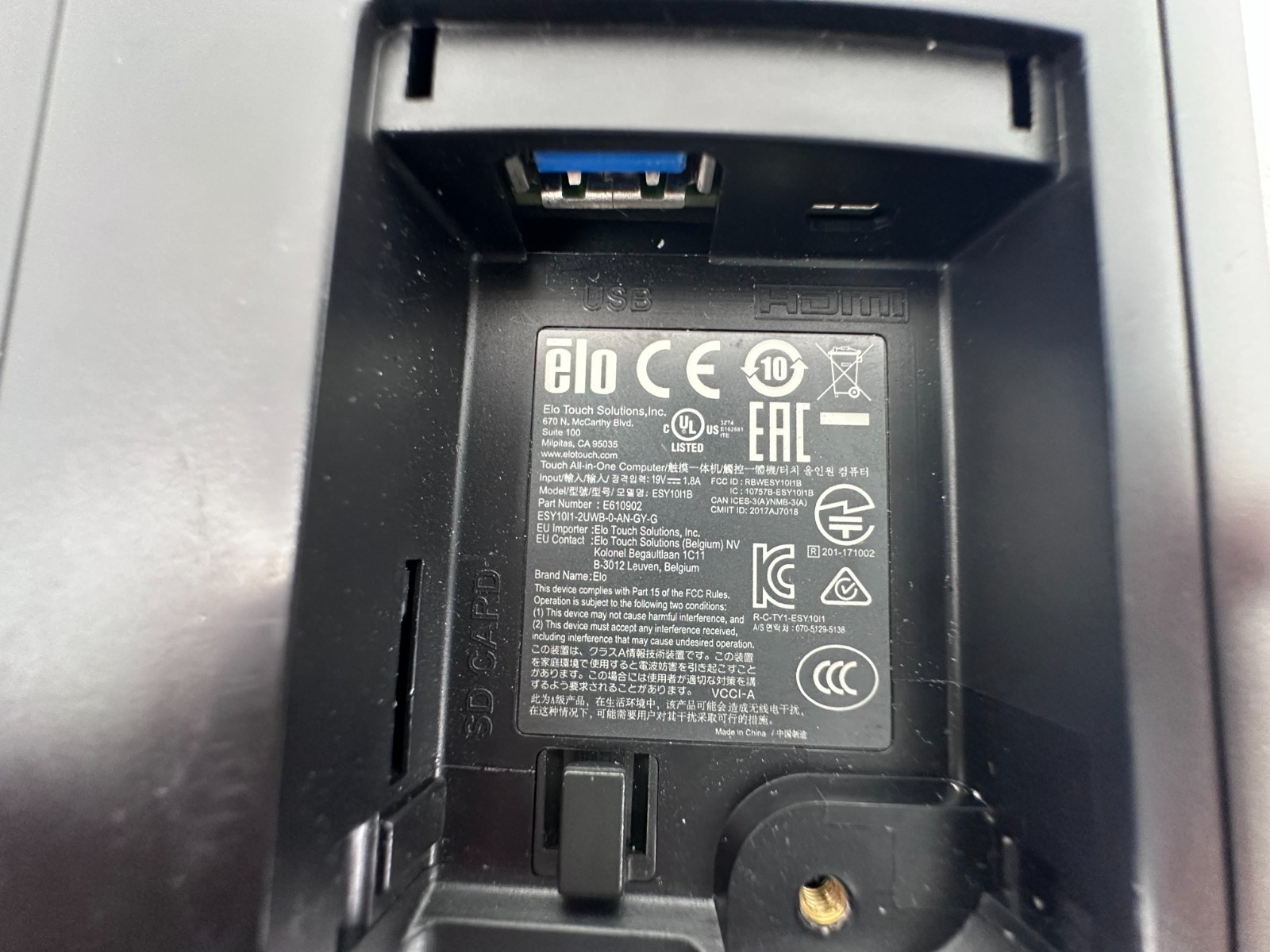 Elo E610902 I-Series 2.0 10.1 Touchscreen POS Tablet ESY10I101-2UWB-0-AN-GY-G 🚚