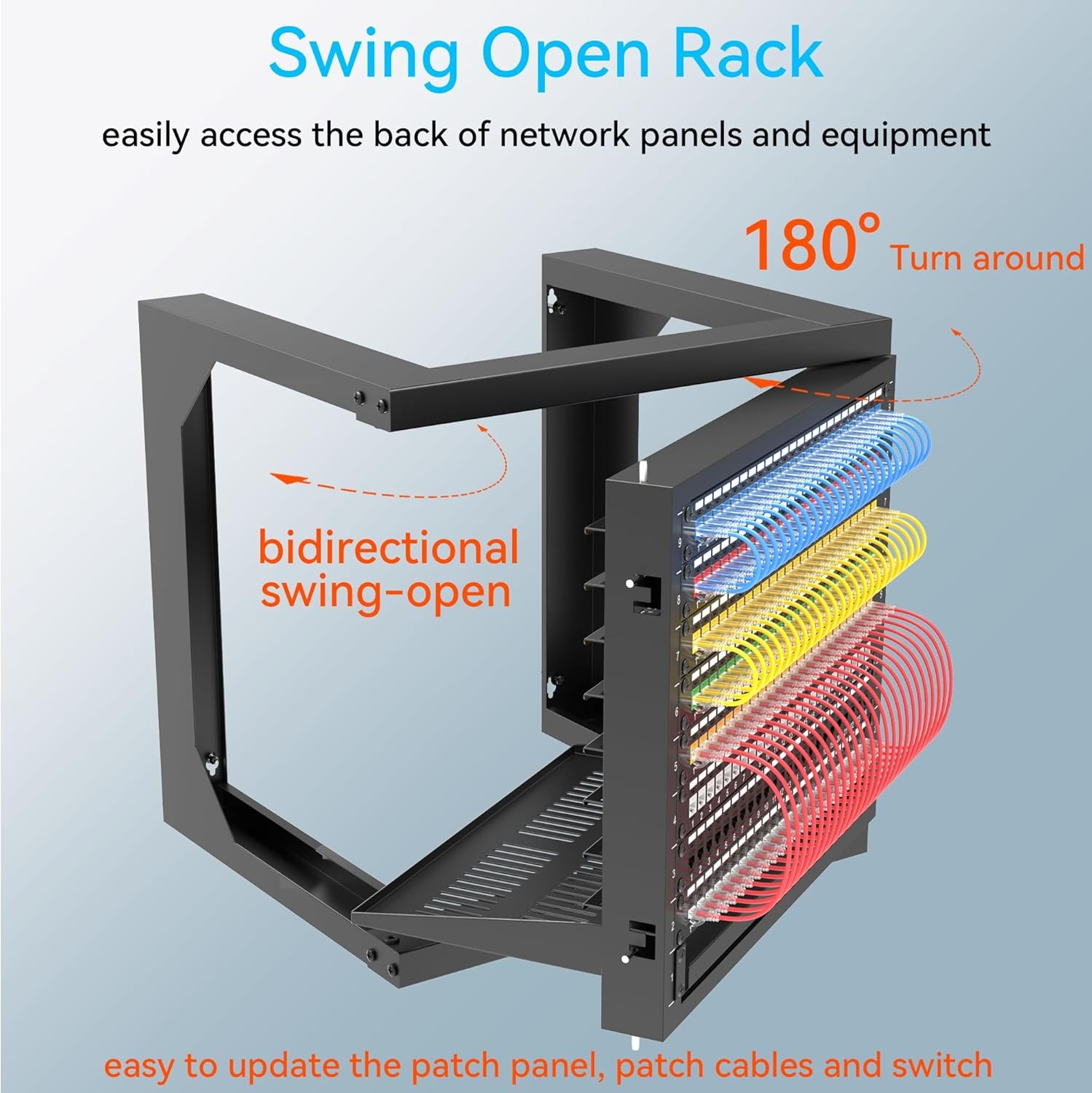 Server Rack Wall Mount 9U with Swing 17.7 inches x 20.4 x