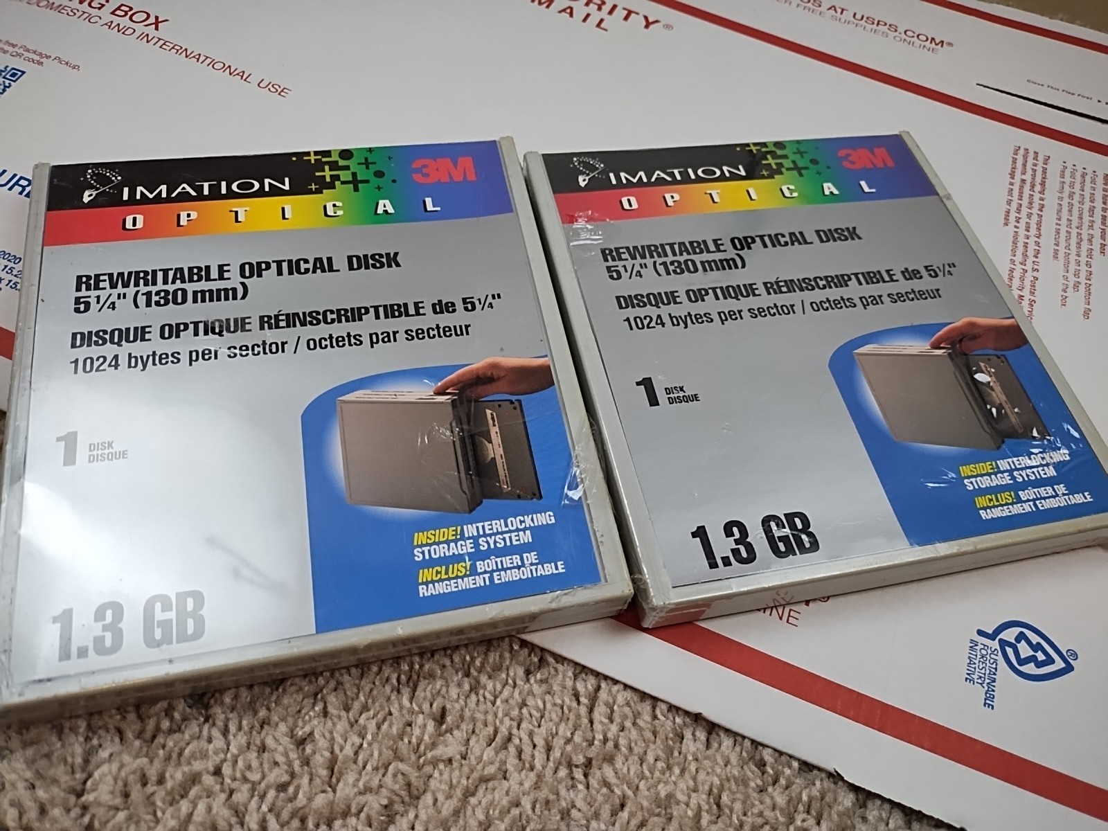 NEW Imation 44019 1.3GB RW EDM-1300C Factory Sealed pair computer server backup