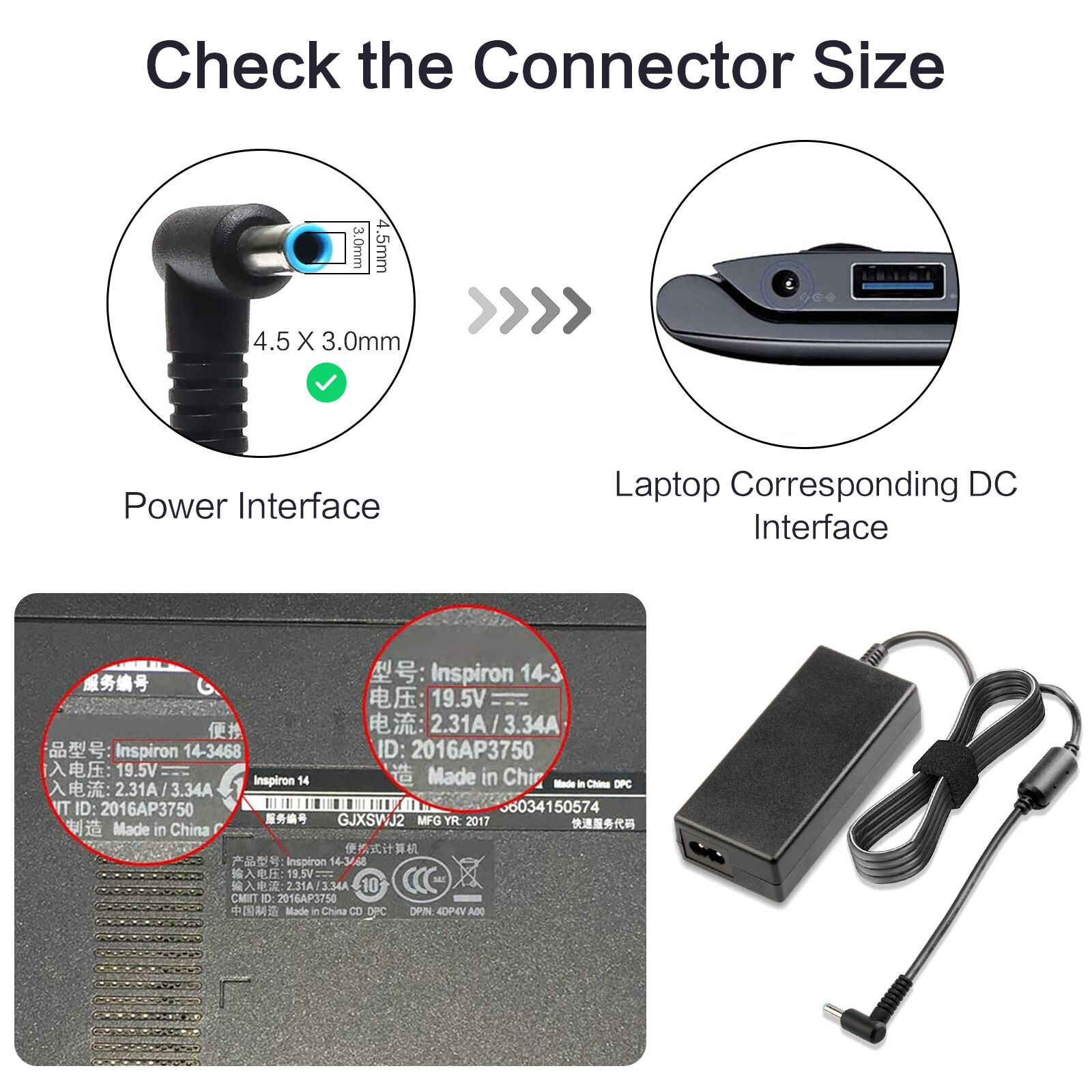 45/65W/90W AC Adapter Charger for HP Pavilion Envy 741727-001 HSTNN-CA15 Laptop