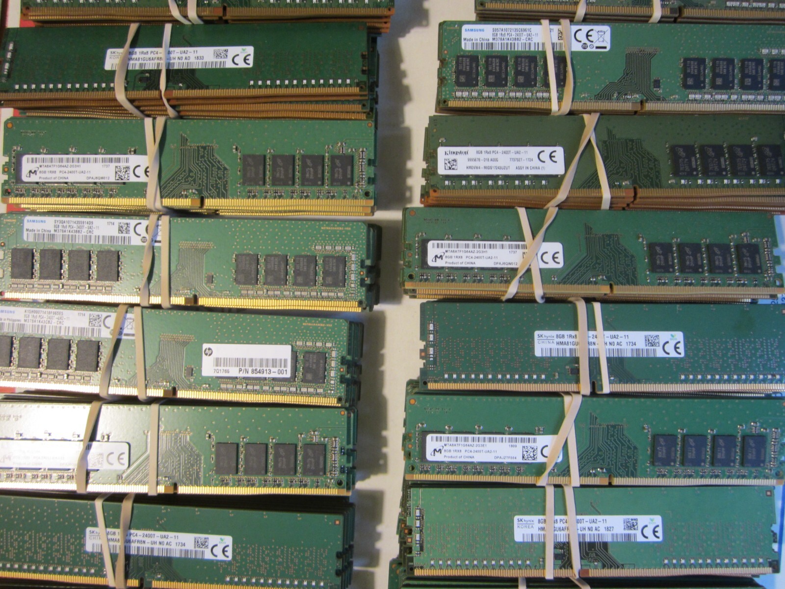 Lot of 10 x 8GB PC4-2400T (DDR4-19200) Major Brands Desktop Memory RAM