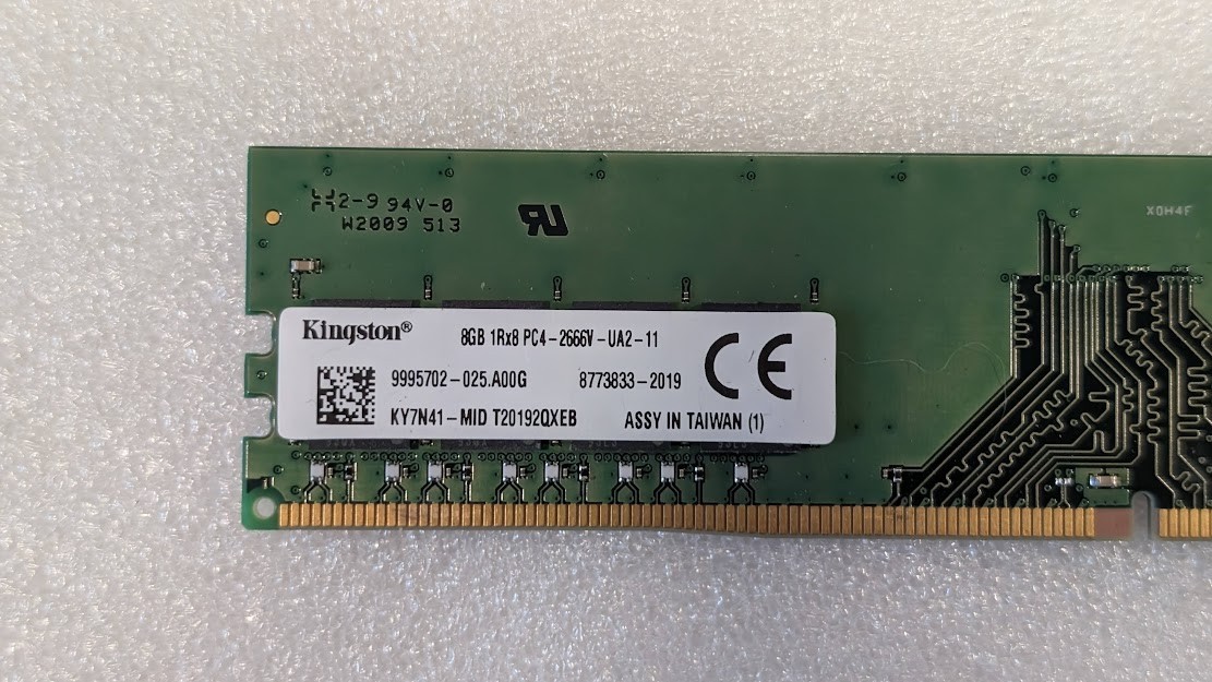 Kingston 8GB 1Rx8 DDR4 PC4-2666V-UA2-11 Desktop DIMM Memory RAM