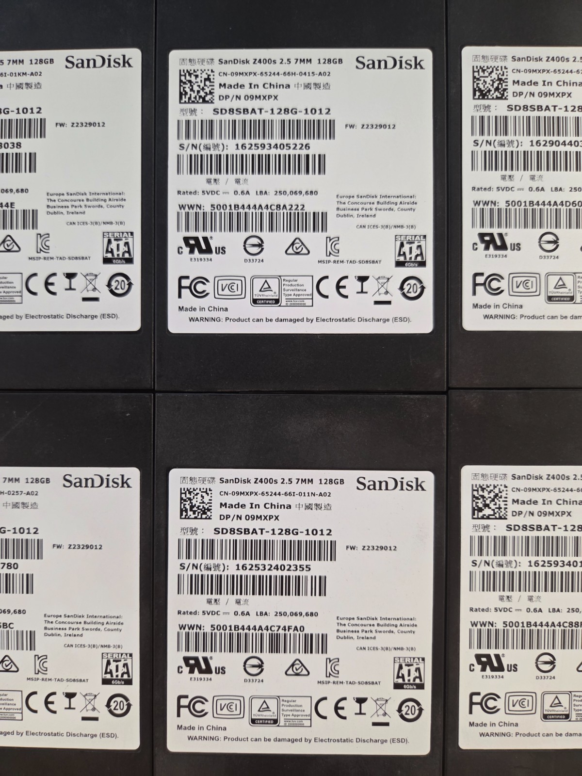 LOT OF 8 SanDisk Z400s 128GB 2.5″ SATA SSD SD8SBAT-128G-1012