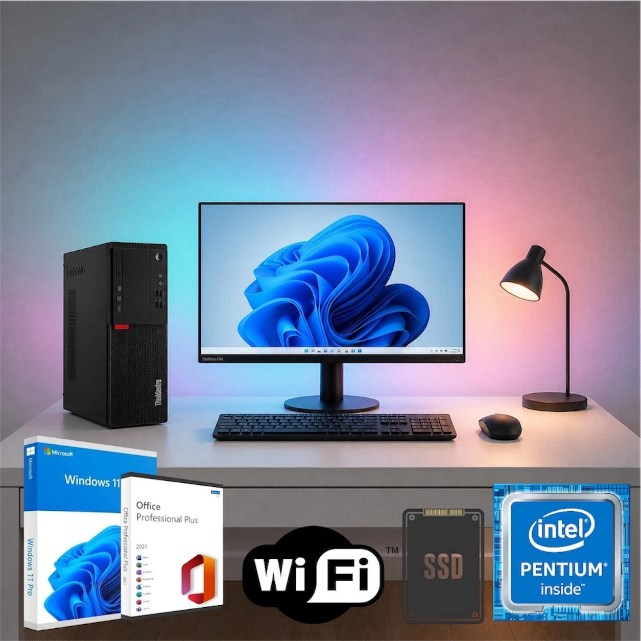 Lenovo Desktop M710T MT Intel i5 7500 16GB RAM 512GB SSD WIFI Win11P Desktop PC