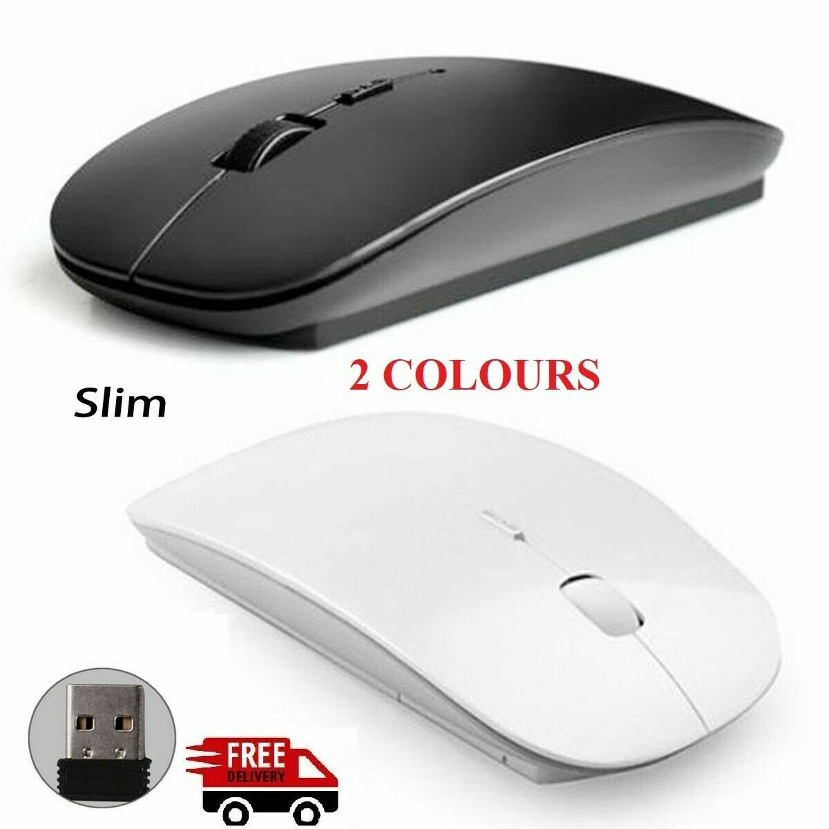 2.4GHZ OPTICAL WIRELESS SLIM MOUSE MICE + USB RECEIVER FOR LAPTOP PC MACBOOK