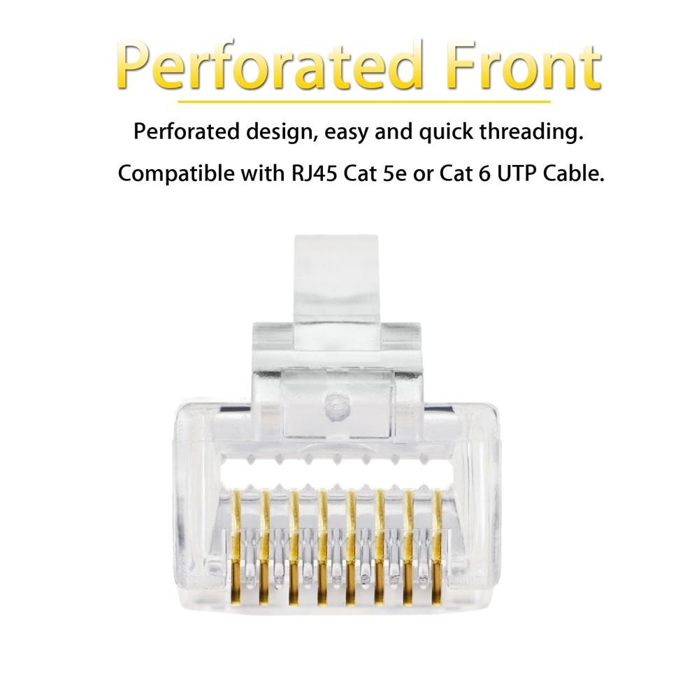 100pcs RJ45 Pass Through Modular Plug Network Cable Connector End 8P8C CAT6 CAT5