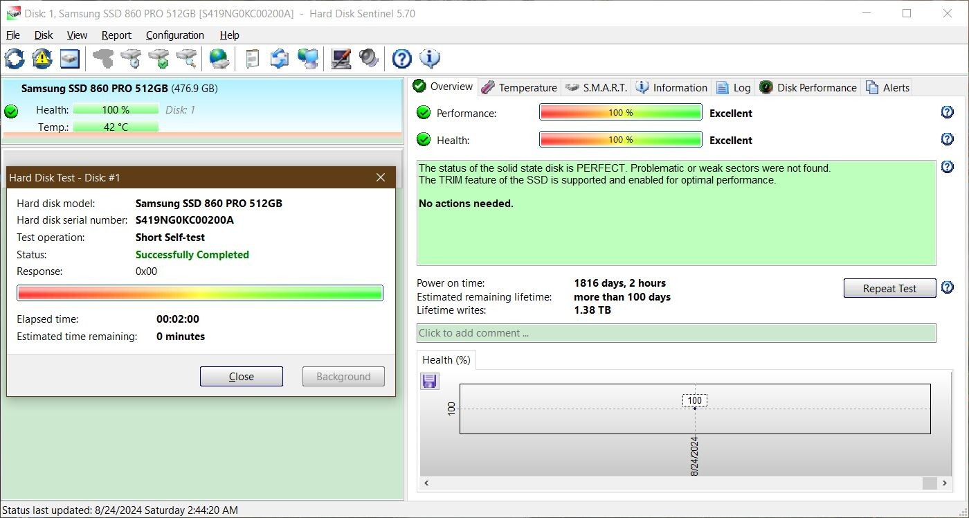 *Low Writes* Samsung 860 Pro 512GB 3D V-NAND SSD (MZ-76P512) 6Gb/s 2.5″ 7mm