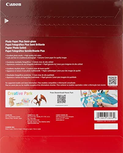 Canon Photo Paper Plus Semi-Gloss 8″ x 10″ (50 Sheets) (SG-201 8X10)