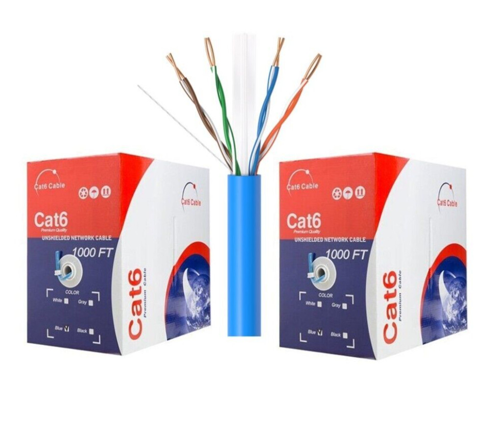 2-Pack – CAT6 1000FT Blue UTP Ethernet Cable 23AWG Network Solid Bulk Wire