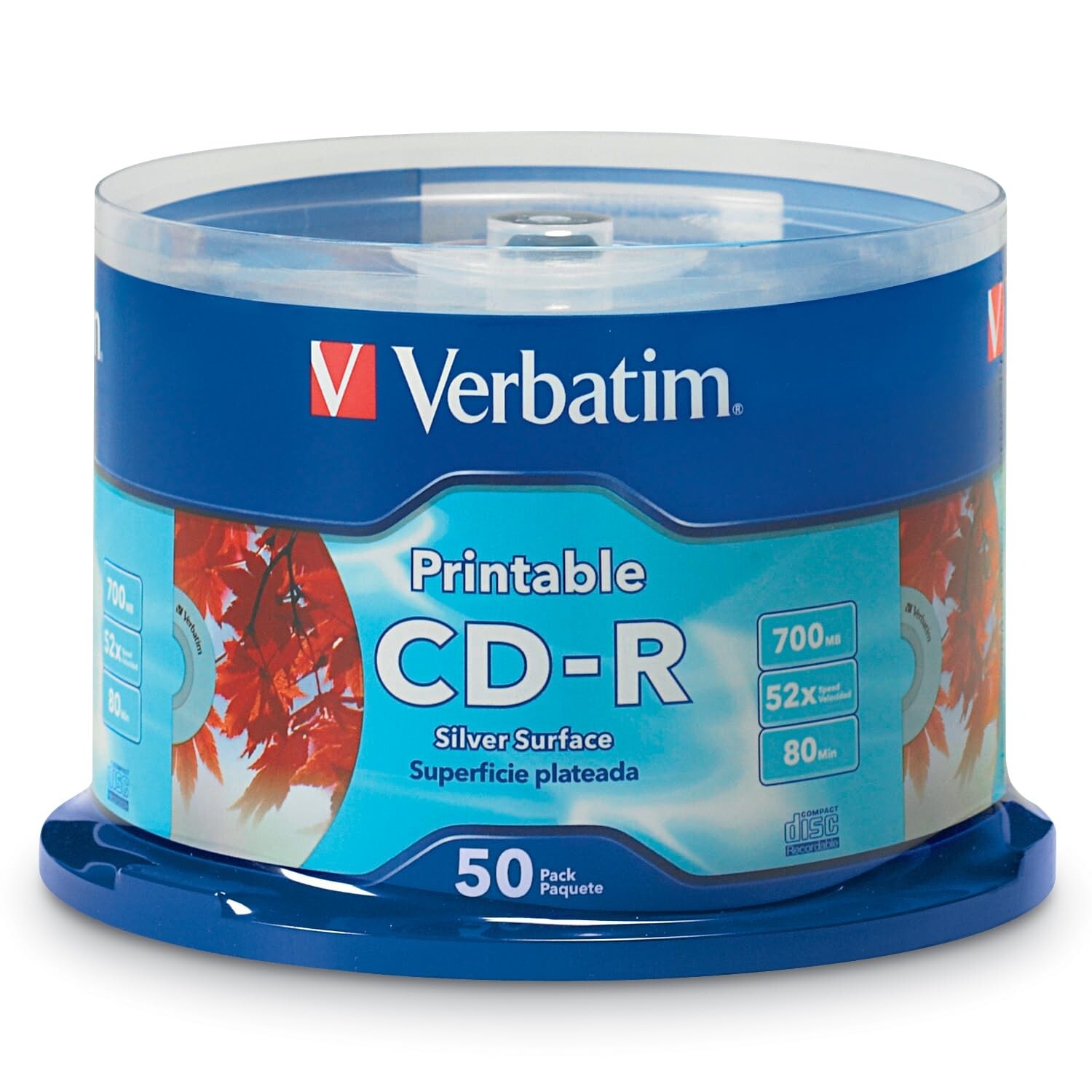 Verbatim CD-R Blank Discs 700MB 80 Minutes 52X Silver Inkjet Printable Surfac…