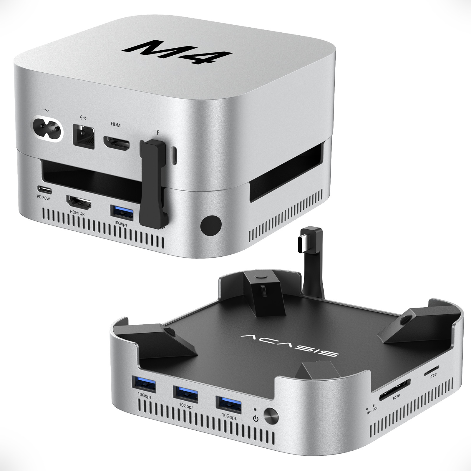 ACASIS 10Gbps Mac mini M4 Dock & Dual Bay NVMe RAID SSD Enclosure 4K@60Hz HDMI