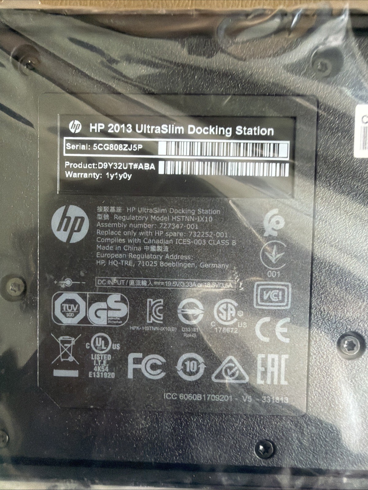HP D9Y32AA EliteBook ProBook UltraSlim Docking Station 2013, New in Box w Power