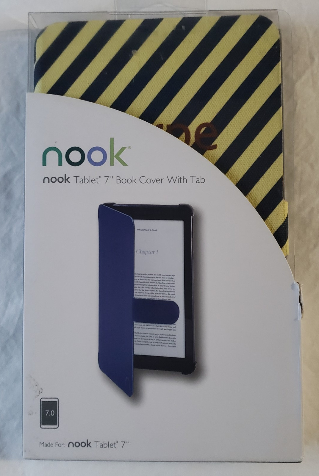 Nook Tablet Book Cover 7 Inches Black Yellow Striped Carpe Diem Magnetic Closure