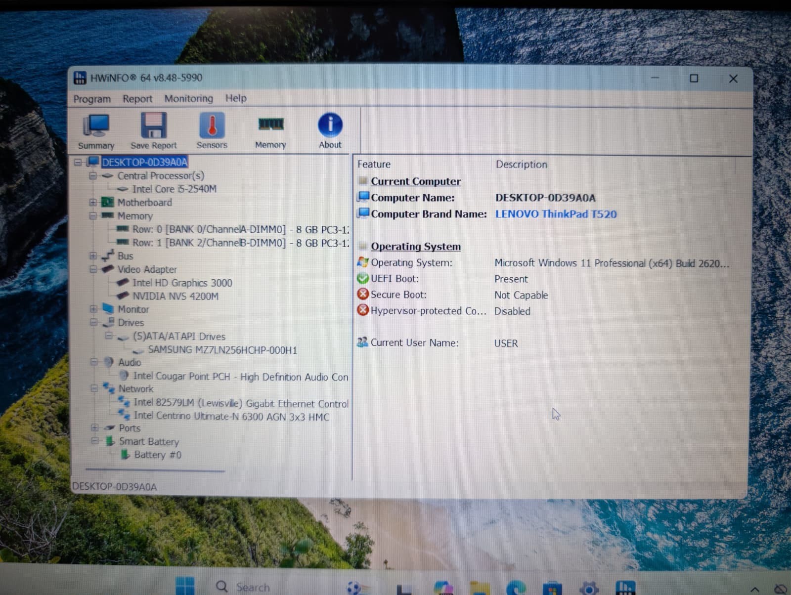 Lenovo ThinkPad T520 | i5 2nd Gen 16GB RAM 256GB SSD | HD+ Win 11 | NVIDIA NVS