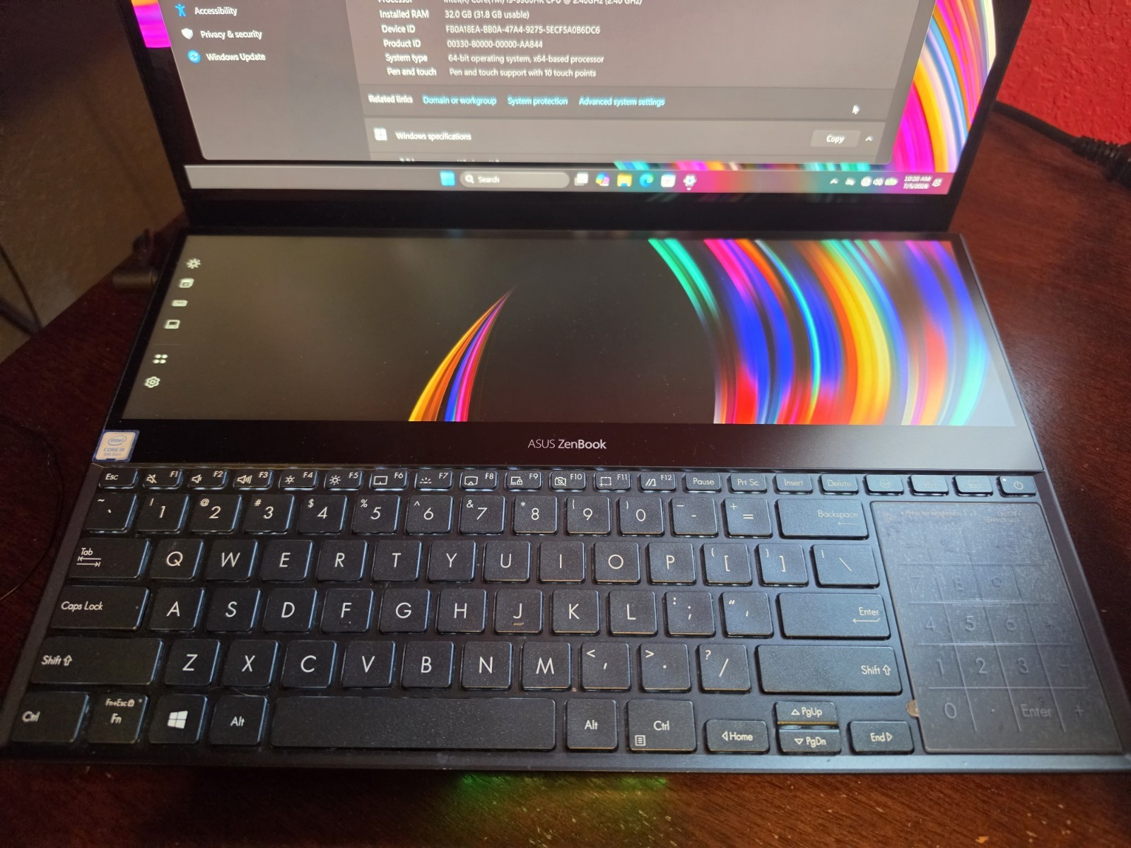 Asus Zenbook Pro Duo UX581GV 15.6” Core i9 9th Gen NVIDIA GeForce RTX, 32GB, 1TB